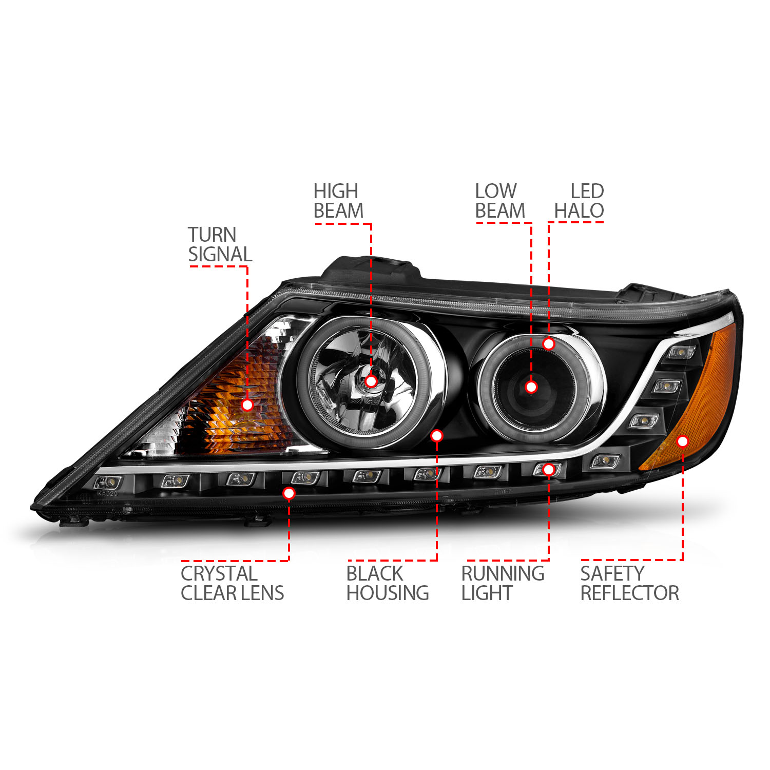 ANZO USA Projector Headlight Set w/Halo 111248