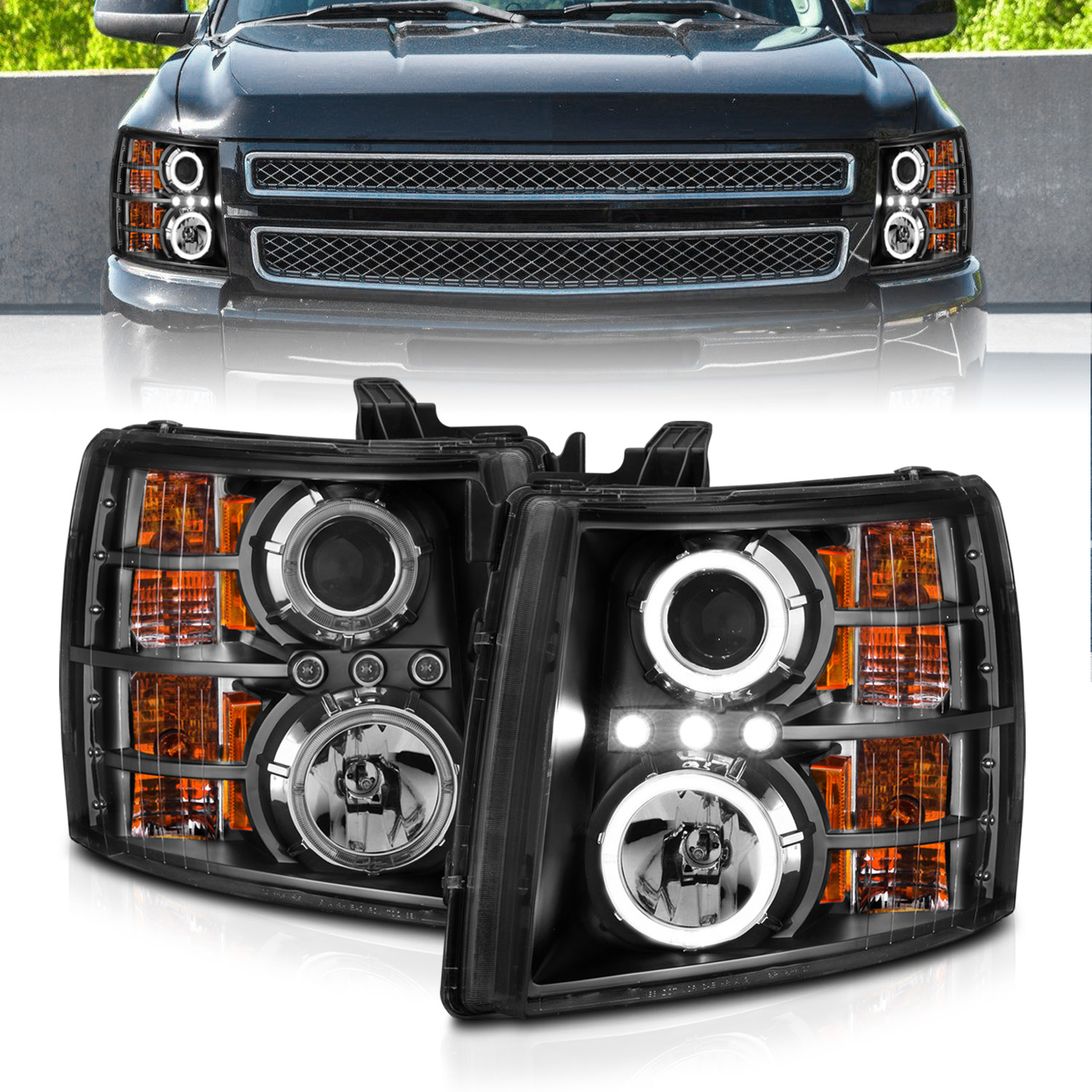 ANZO USA Projector Headlight Set w/Halo 111200