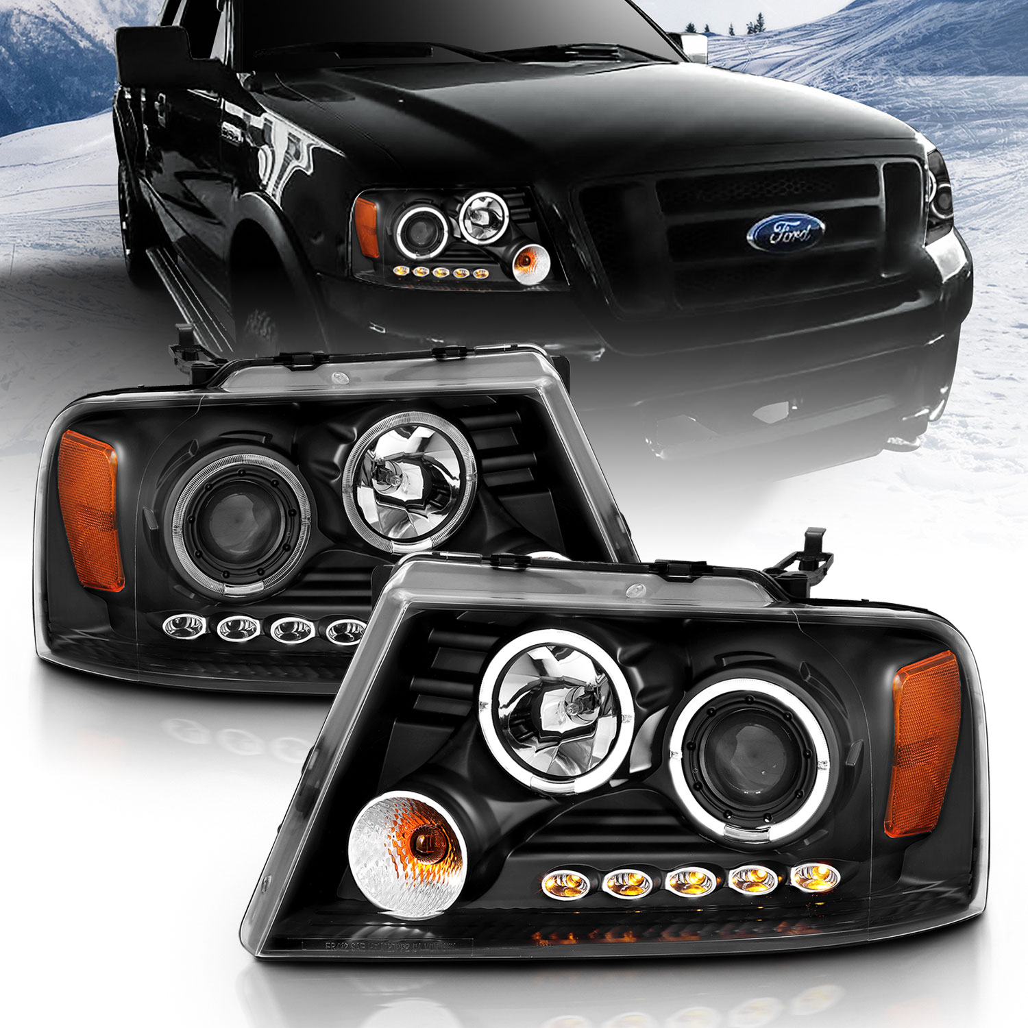 ANZO USA Projector Headlight Set w/Halo 111204