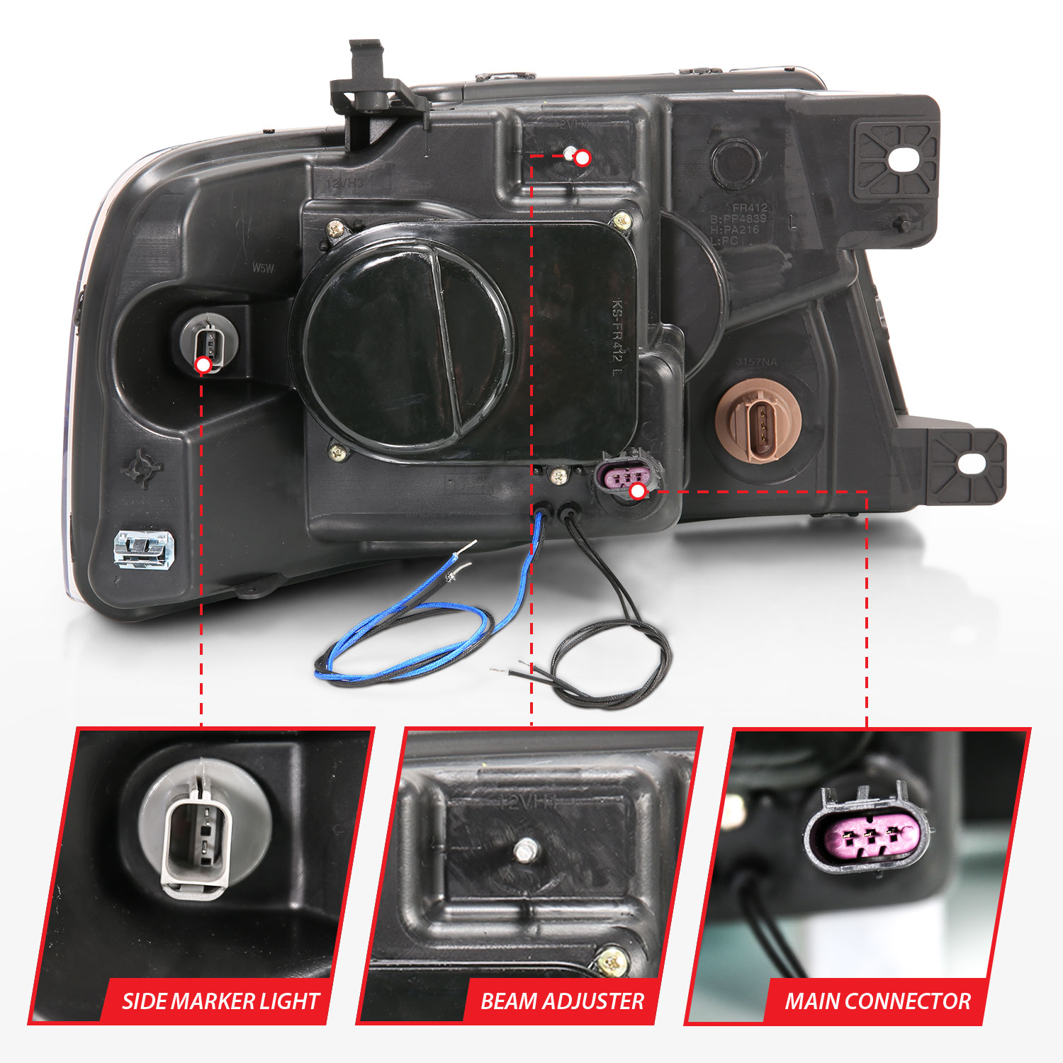 ANZO USA Projector Headlight Set w/Halo 111204