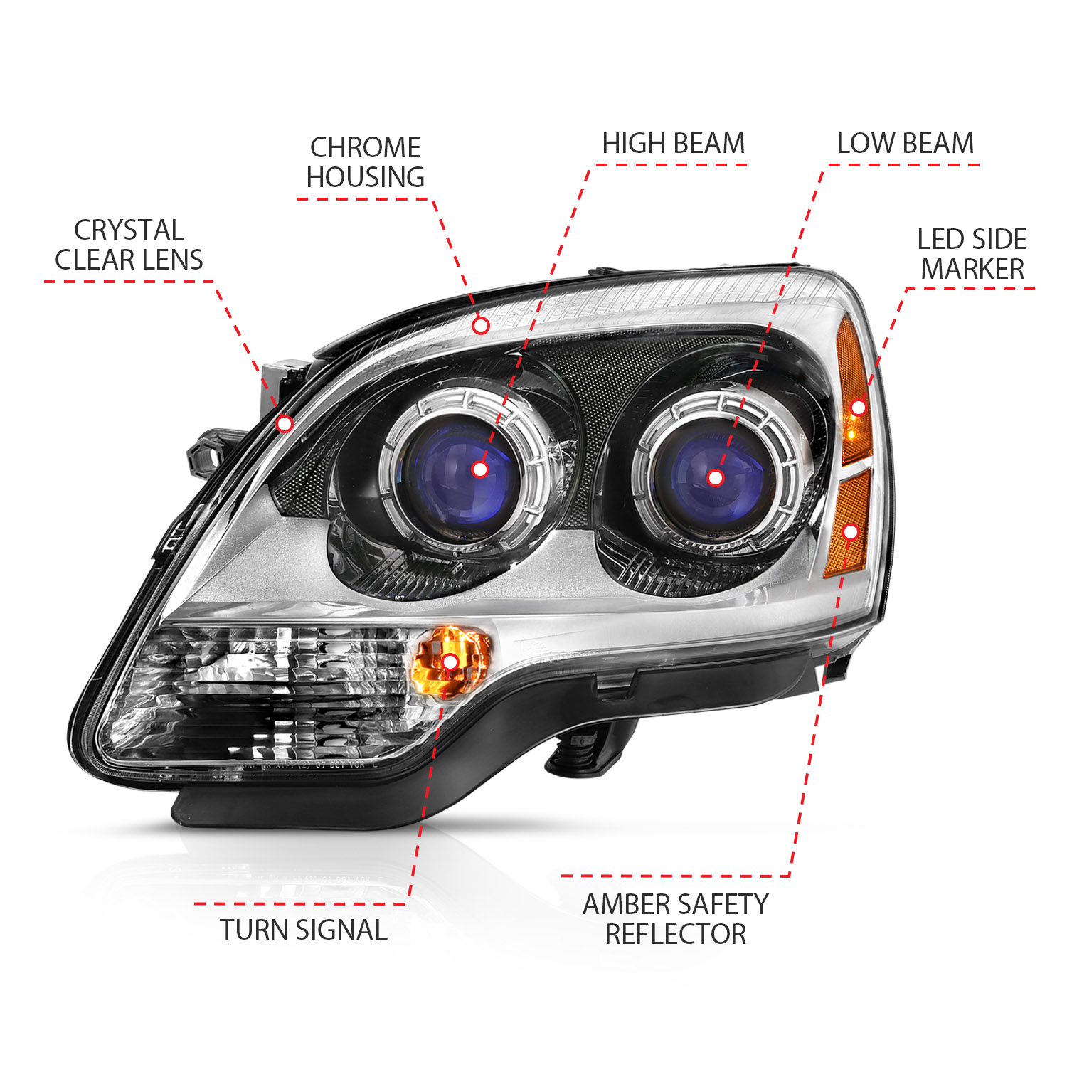 ANZO USA Crystal Headlights 111476