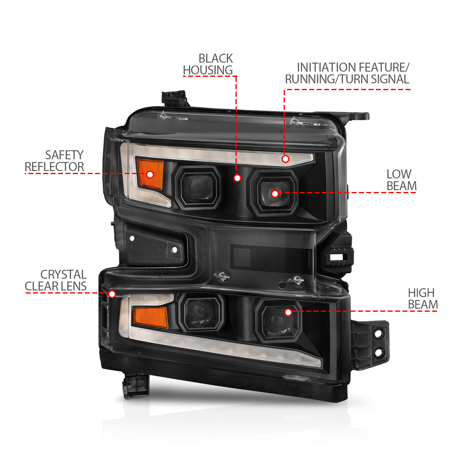 ANZO USA LED Projector Headlight 111566-R