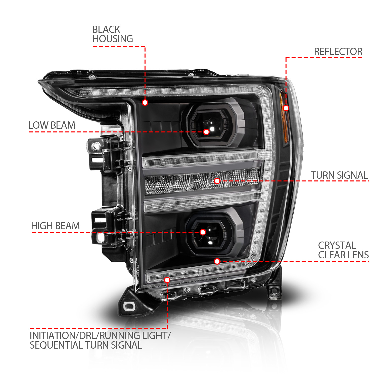 ANZO USA LED Projector Headlights 111594-L