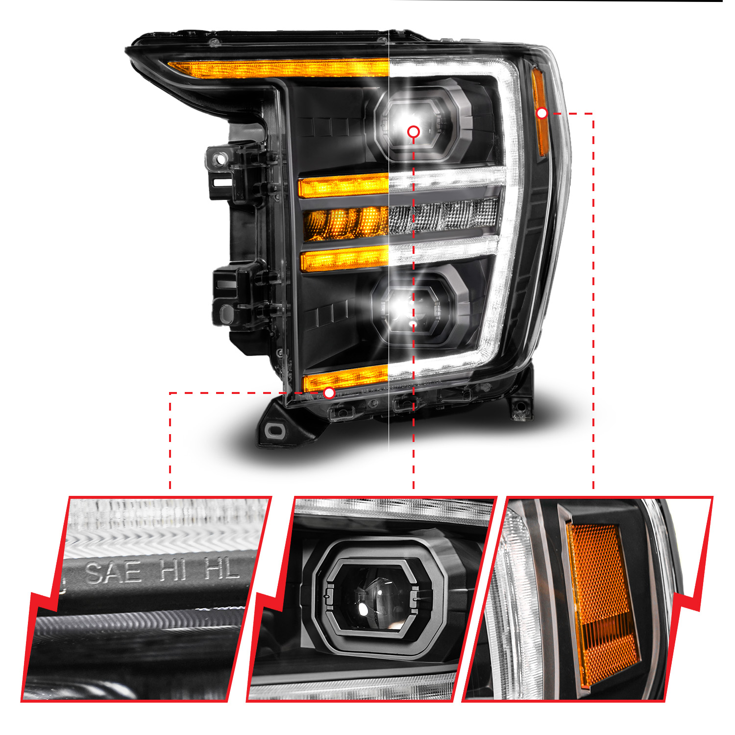 ANZO USA LED Projector Headlights 111594-L