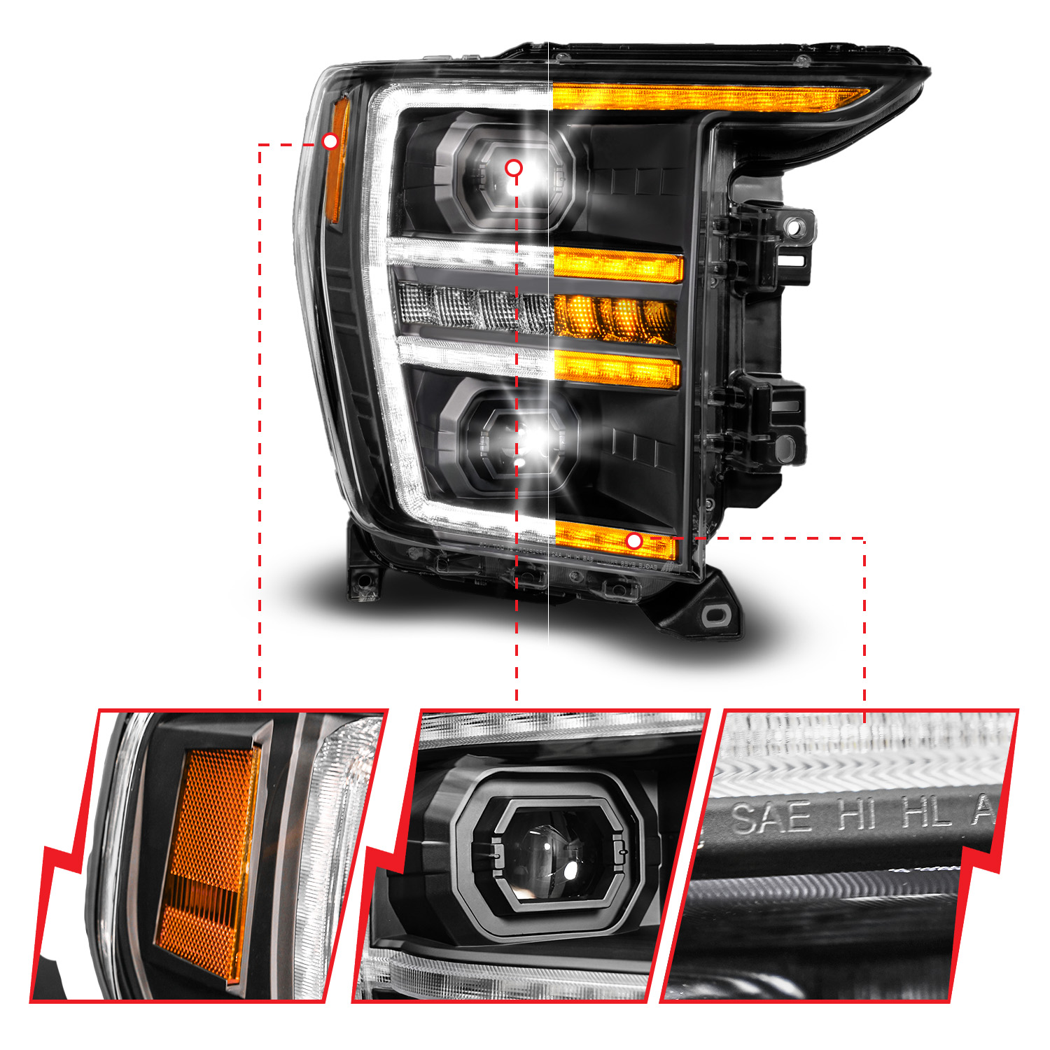 ANZO USA LED Projector Headlights 111594-R