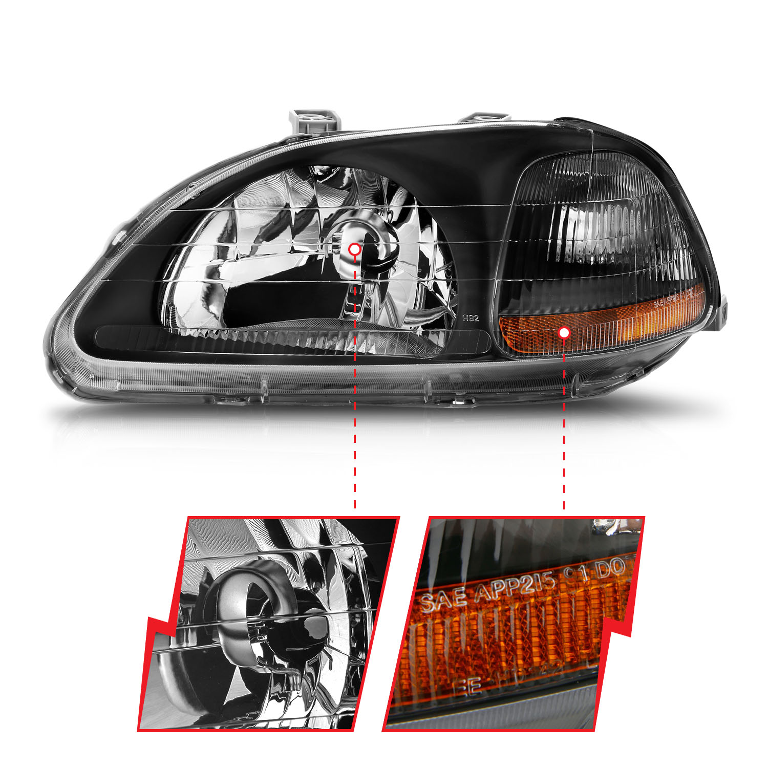 ANZO USA Crystal Headlight Set 121067