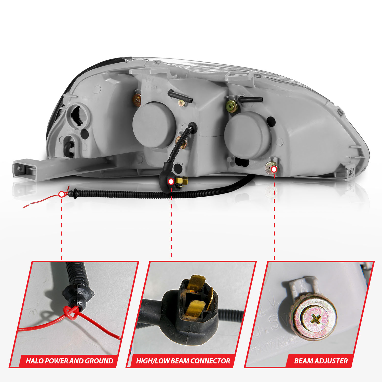 ANZO USA Projector Headlight Set w/Halo 121068