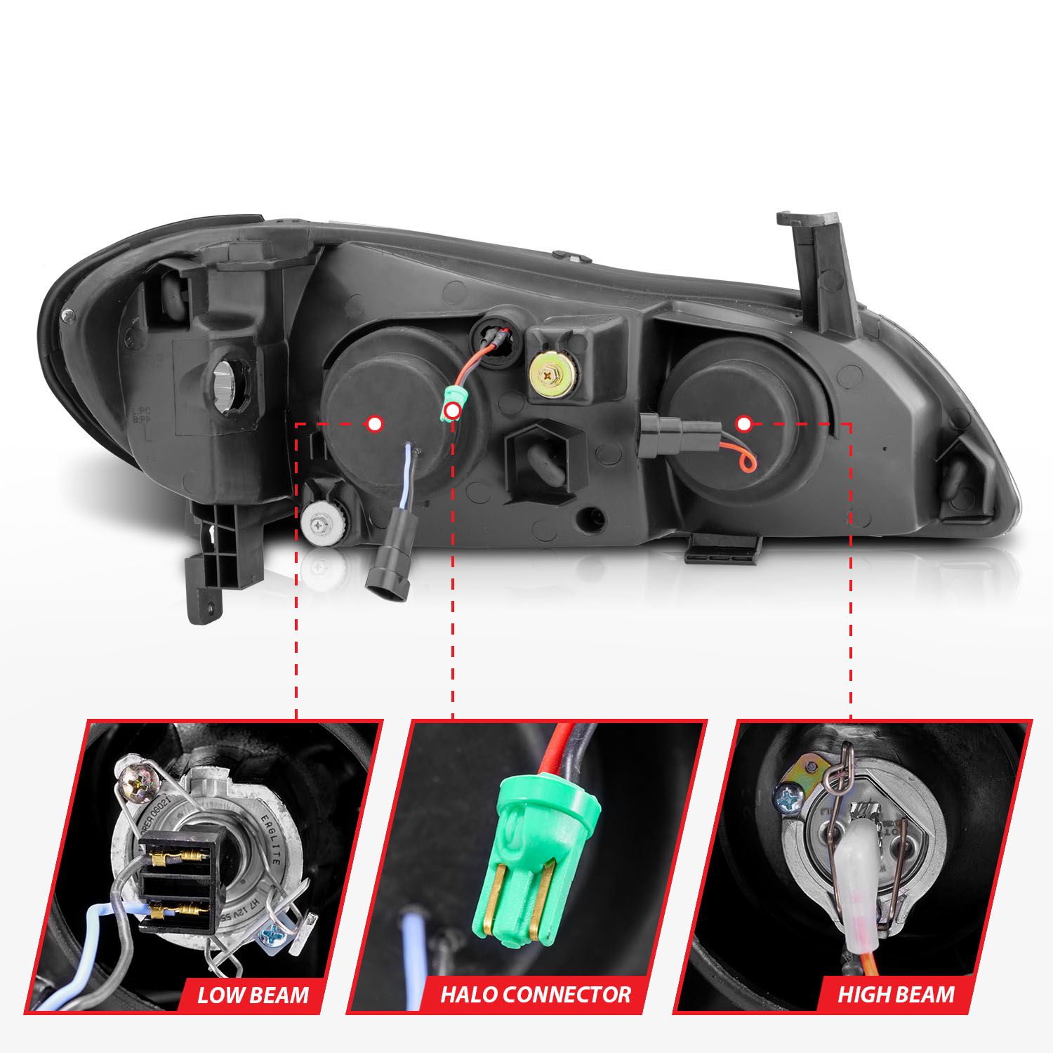 ANZO USA Projector Headlight Set w/Halo 121077