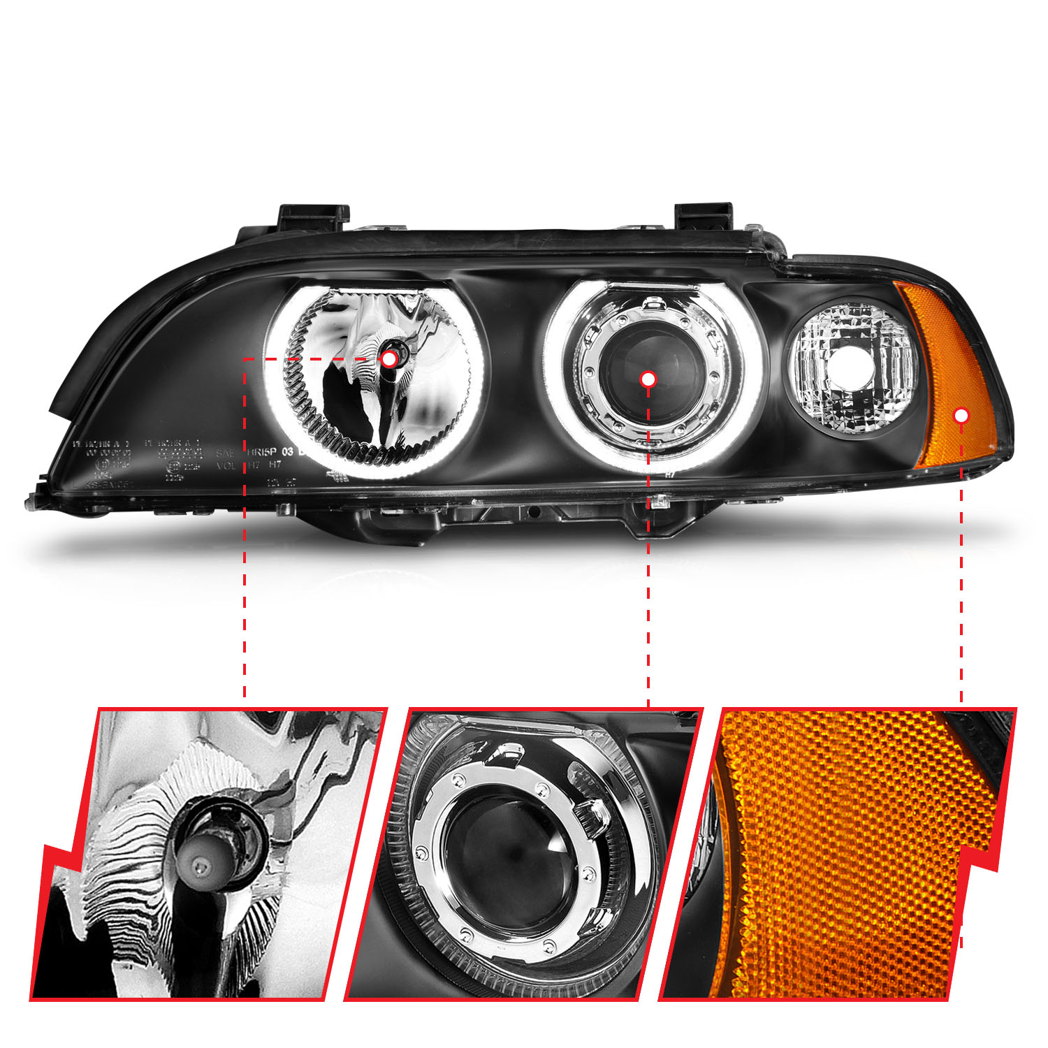 ANZO USA Projector Headlight Set w/Halo 121017
