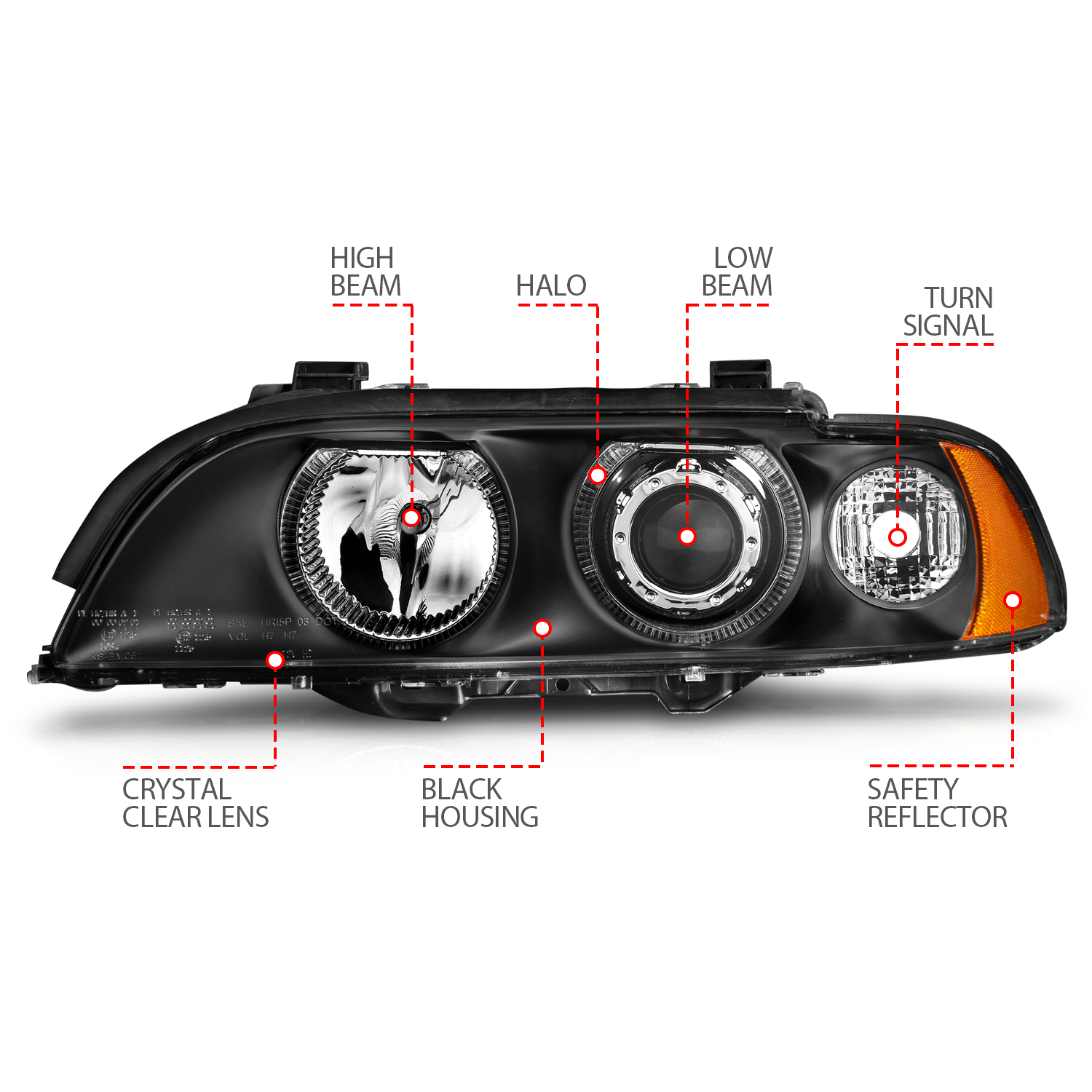 ANZO USA Projector Headlight Set w/Halo 121017
