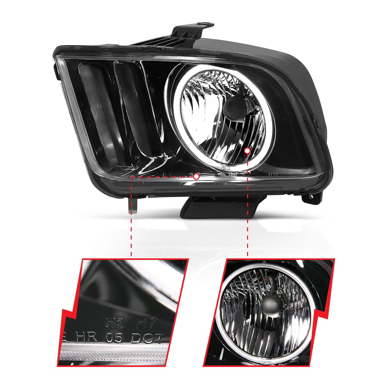 ANZO USA Crystal Headlight Set w/Halo 121033