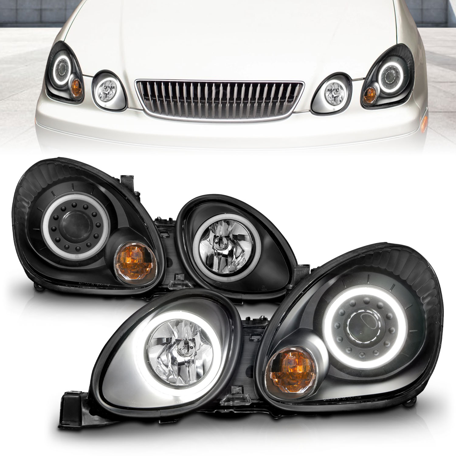 ANZO USA Projector Headlight Set w/Halo 121144