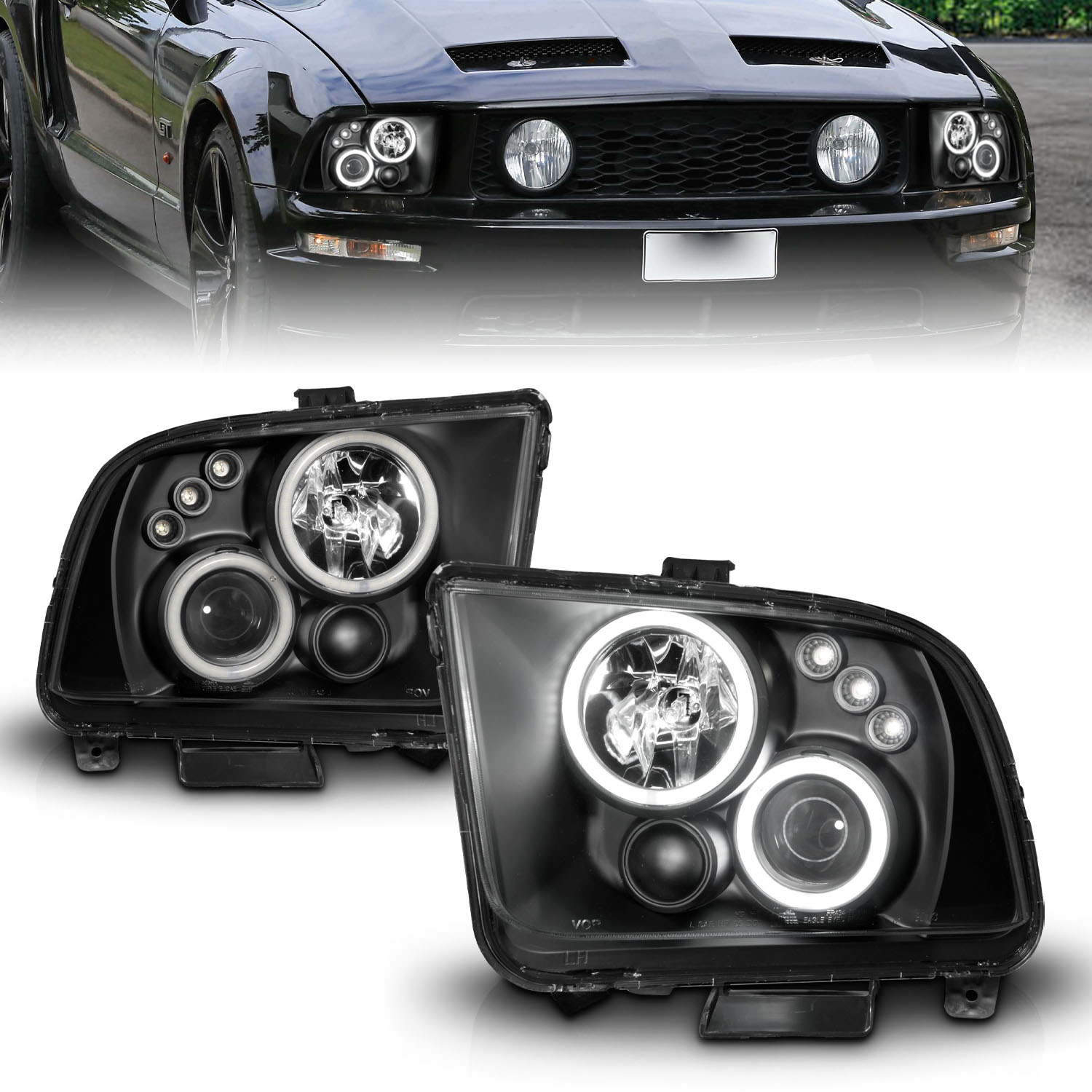 ANZO USA Projector Headlight Set w/Halo 121166