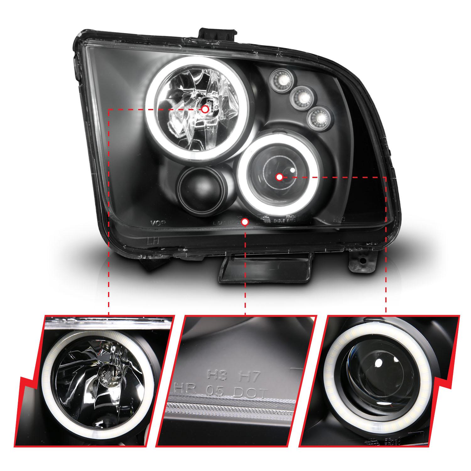 ANZO USA Projector Headlight Set w/Halo 121166