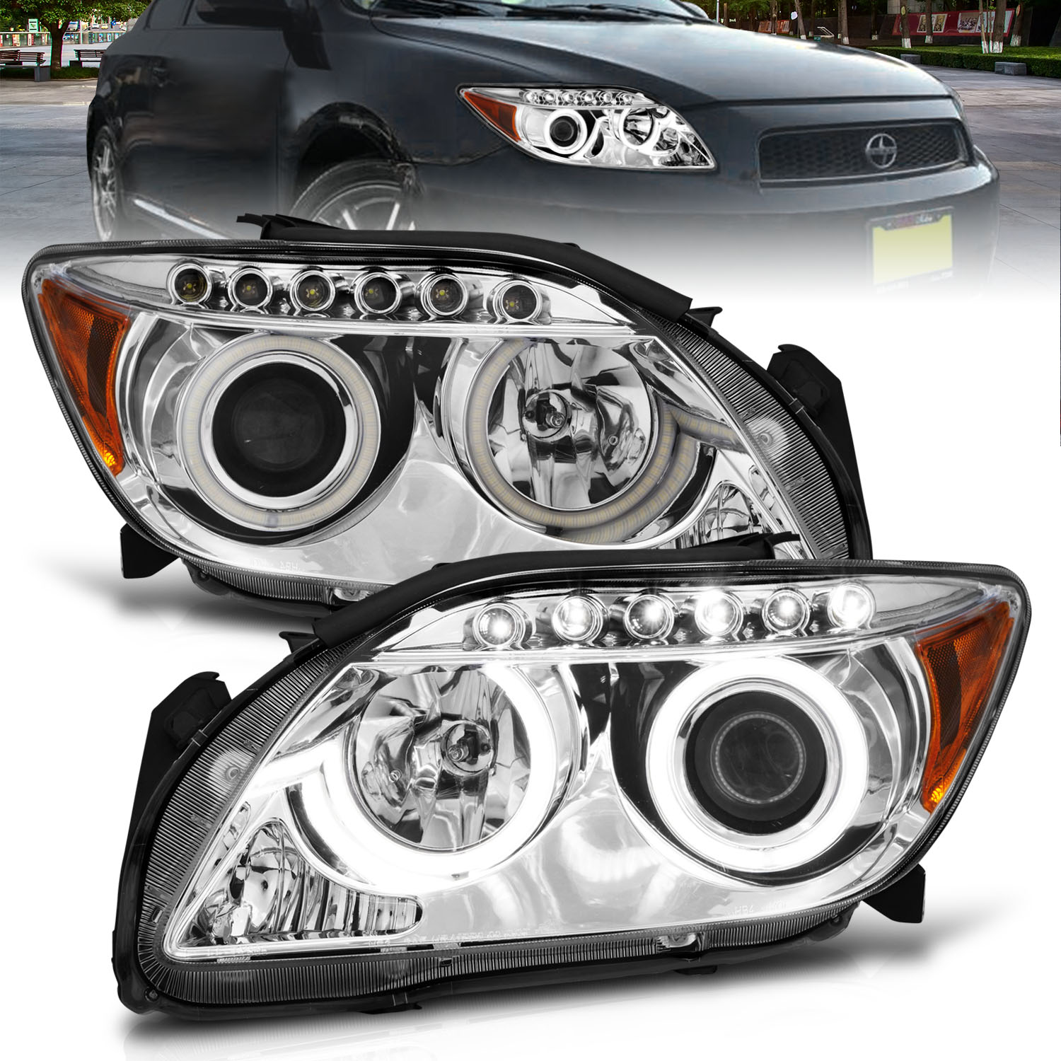 ANZO USA Projector Headlight Set w/Halo 121120