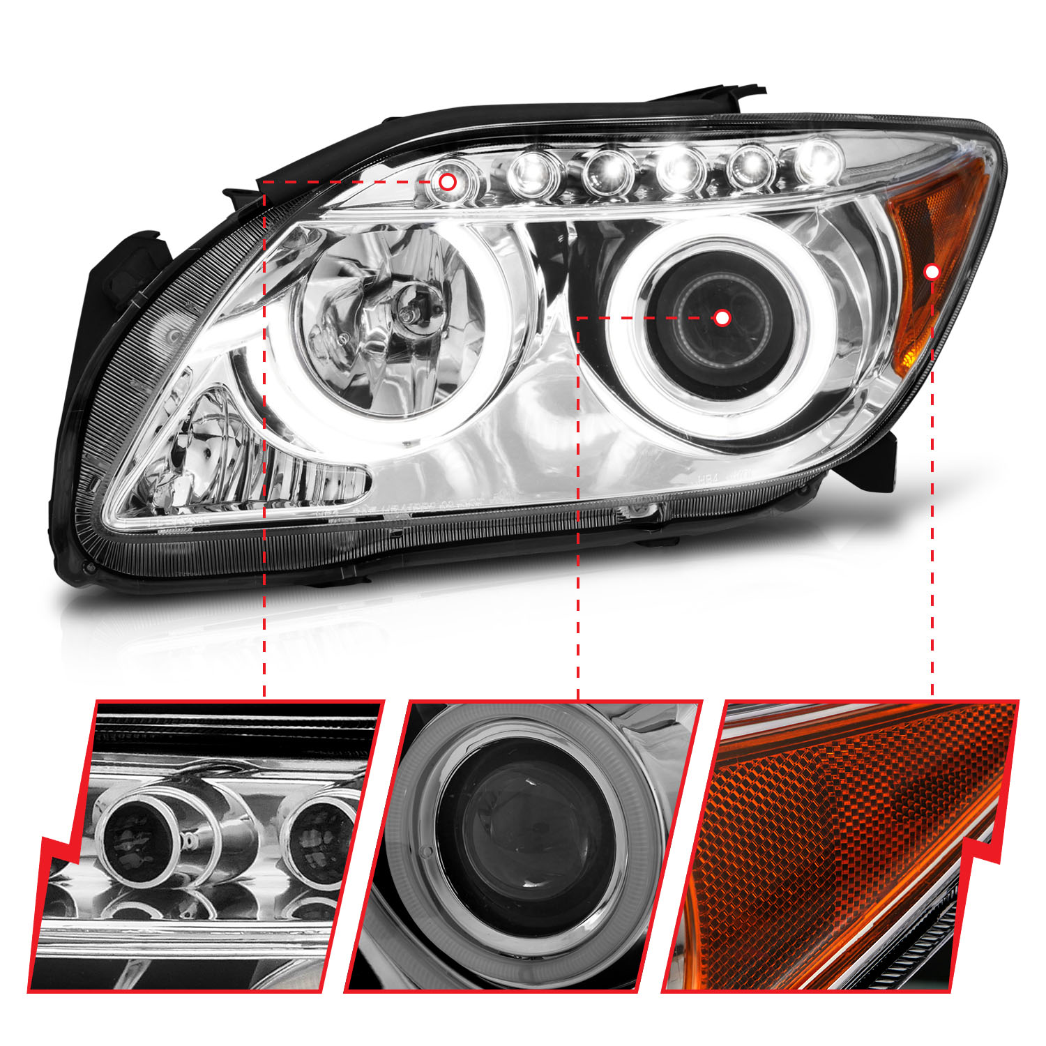 ANZO USA Projector Headlight Set w/Halo 121120