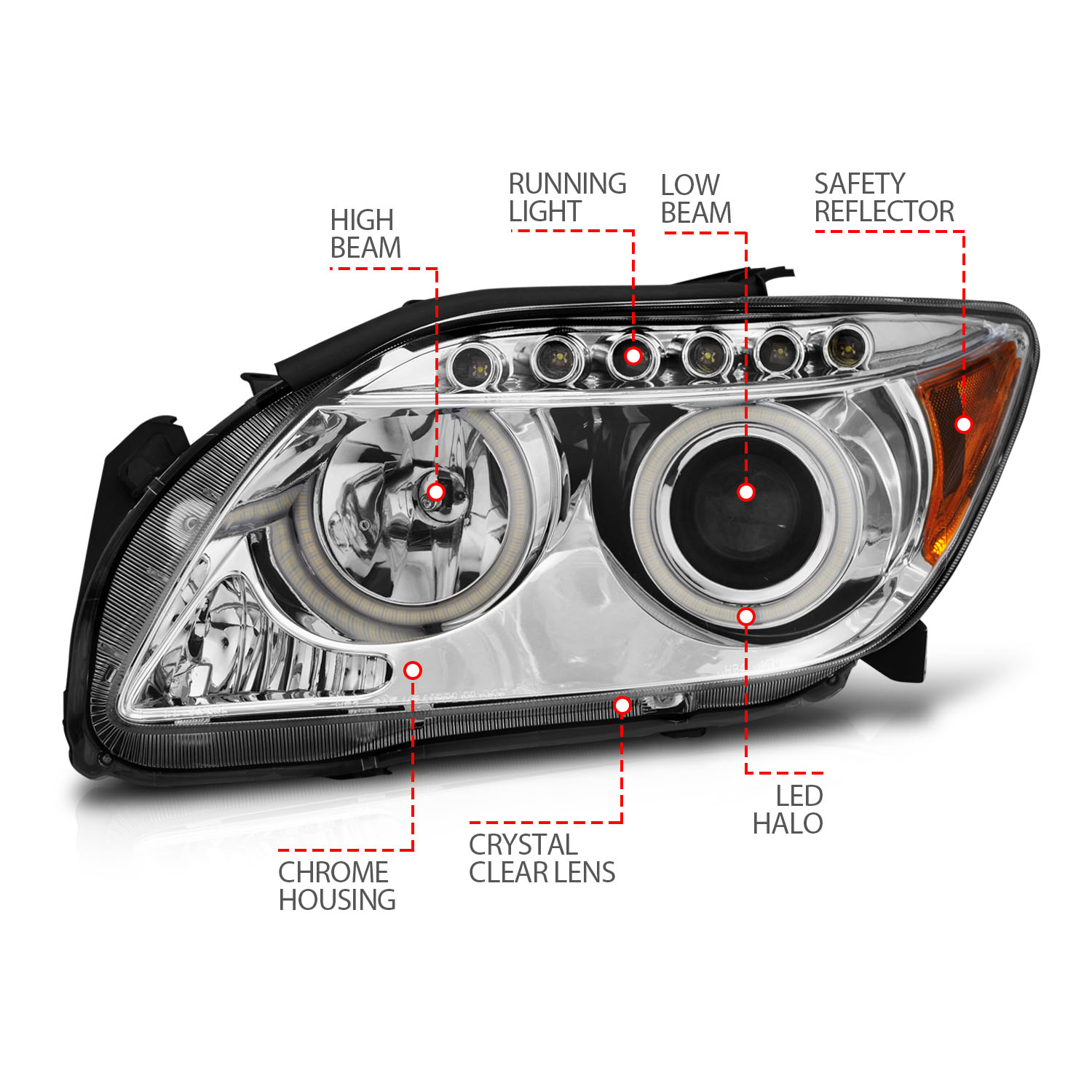 ANZO USA Projector Headlight Set w/Halo 121120