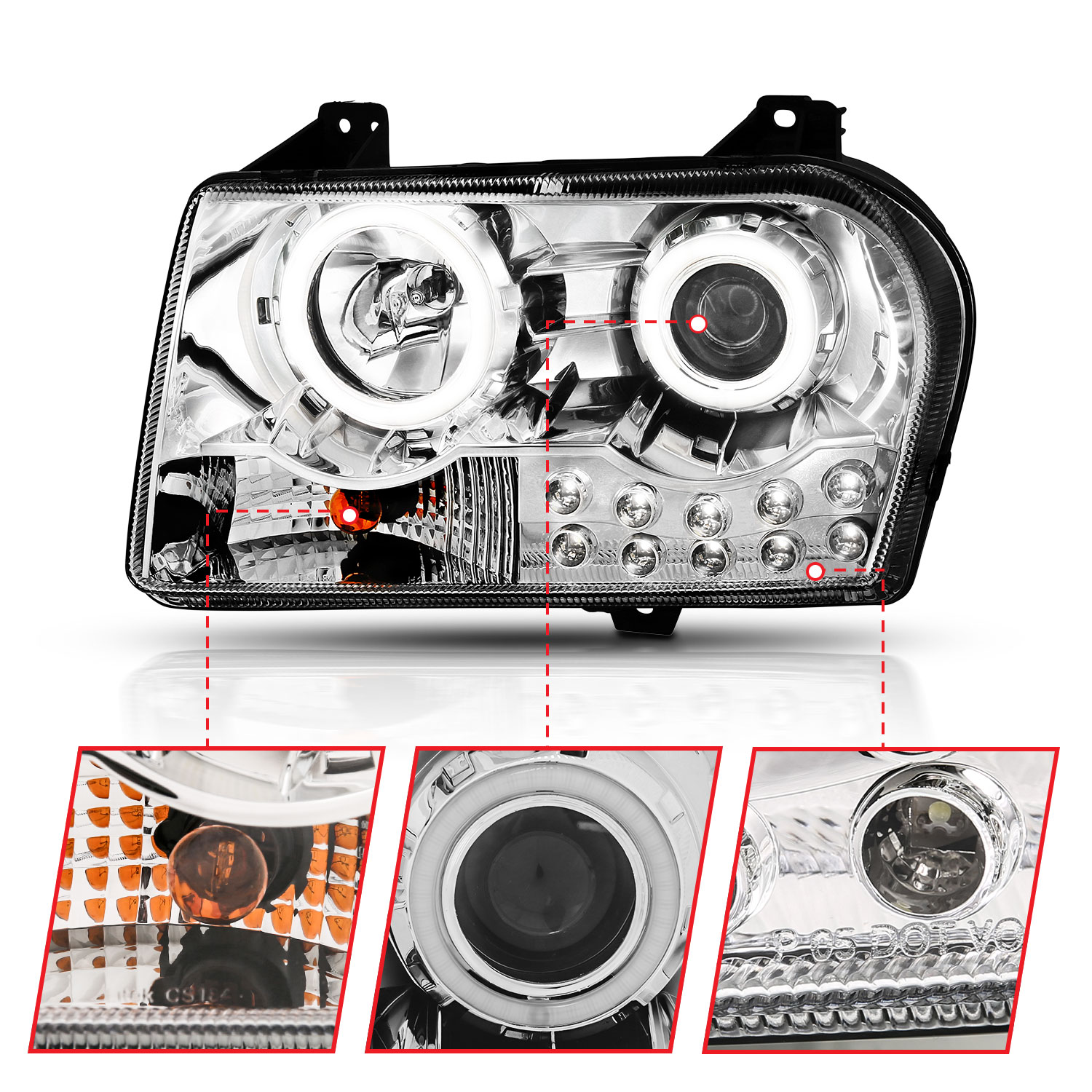 ANZO USA Projector Headlight Set w/Halo 121136