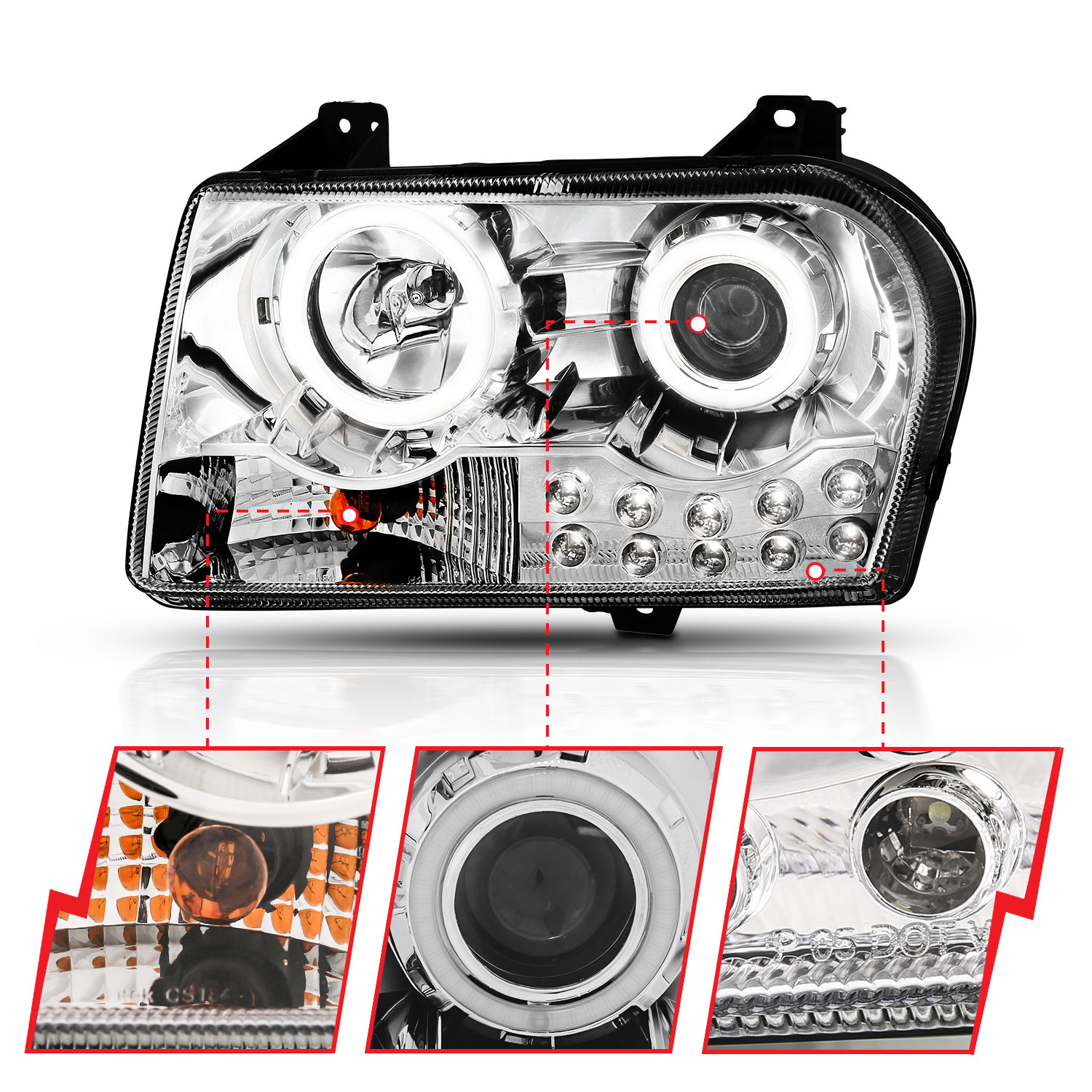 ANZO USA Projector Headlight Set w/Halo 121136