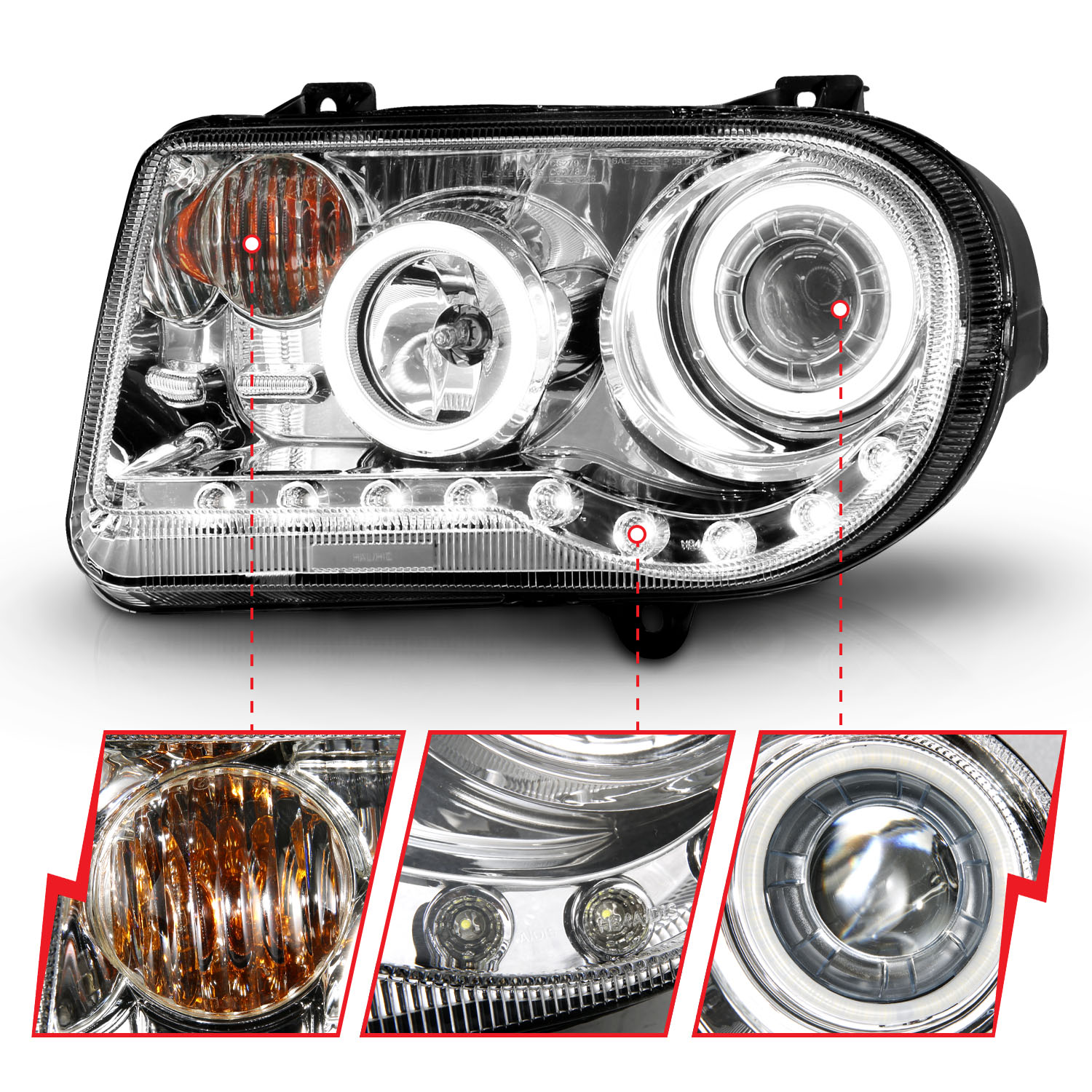 ANZO USA Projector Headlight Set w/Halo 121250