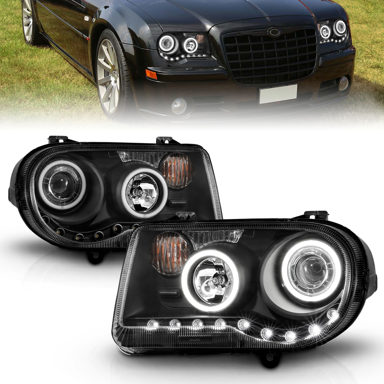 ANZO USA Projector Headlight Set w/Halo 121251