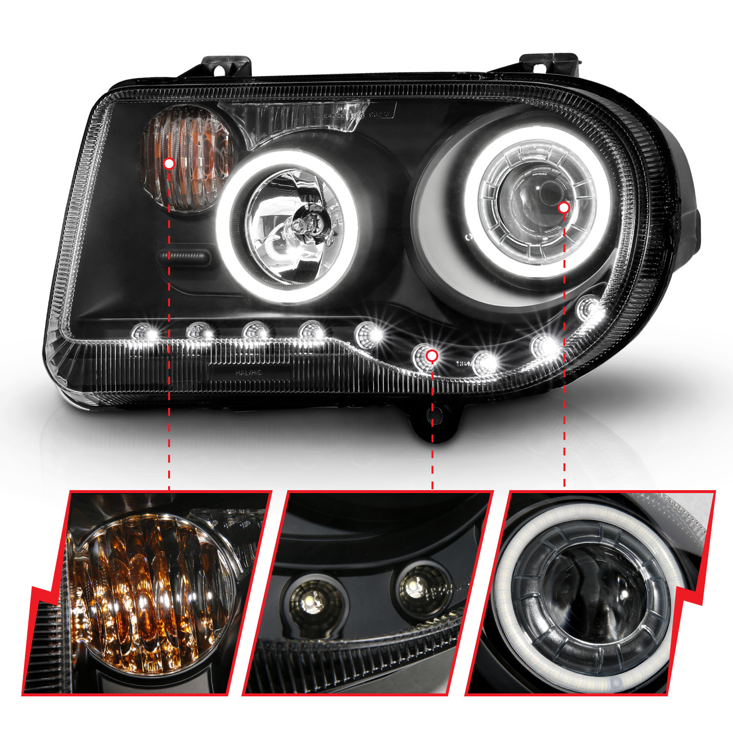 ANZO USA Projector Headlight Set w/Halo 121251