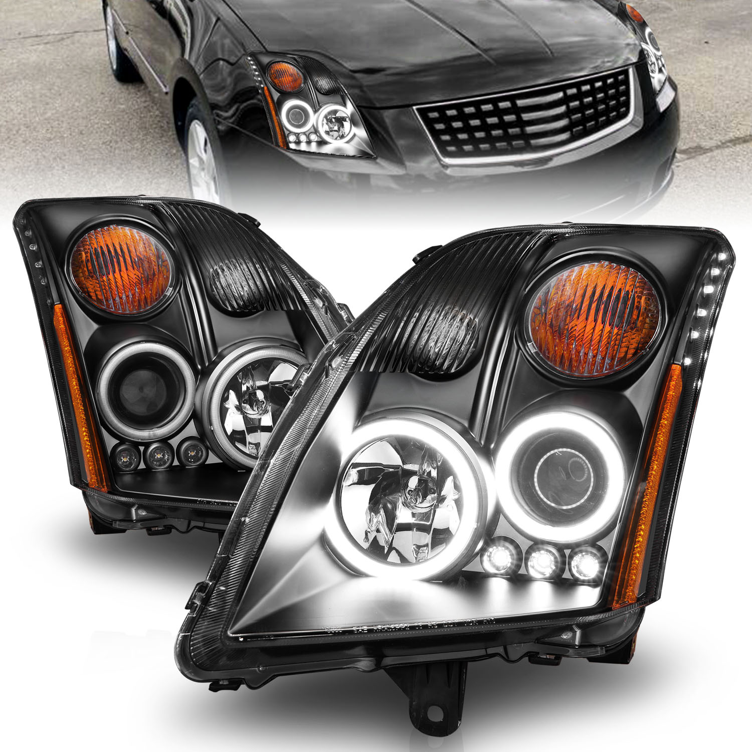 ANZO USA Projector Headlight Set w/Halo 121276