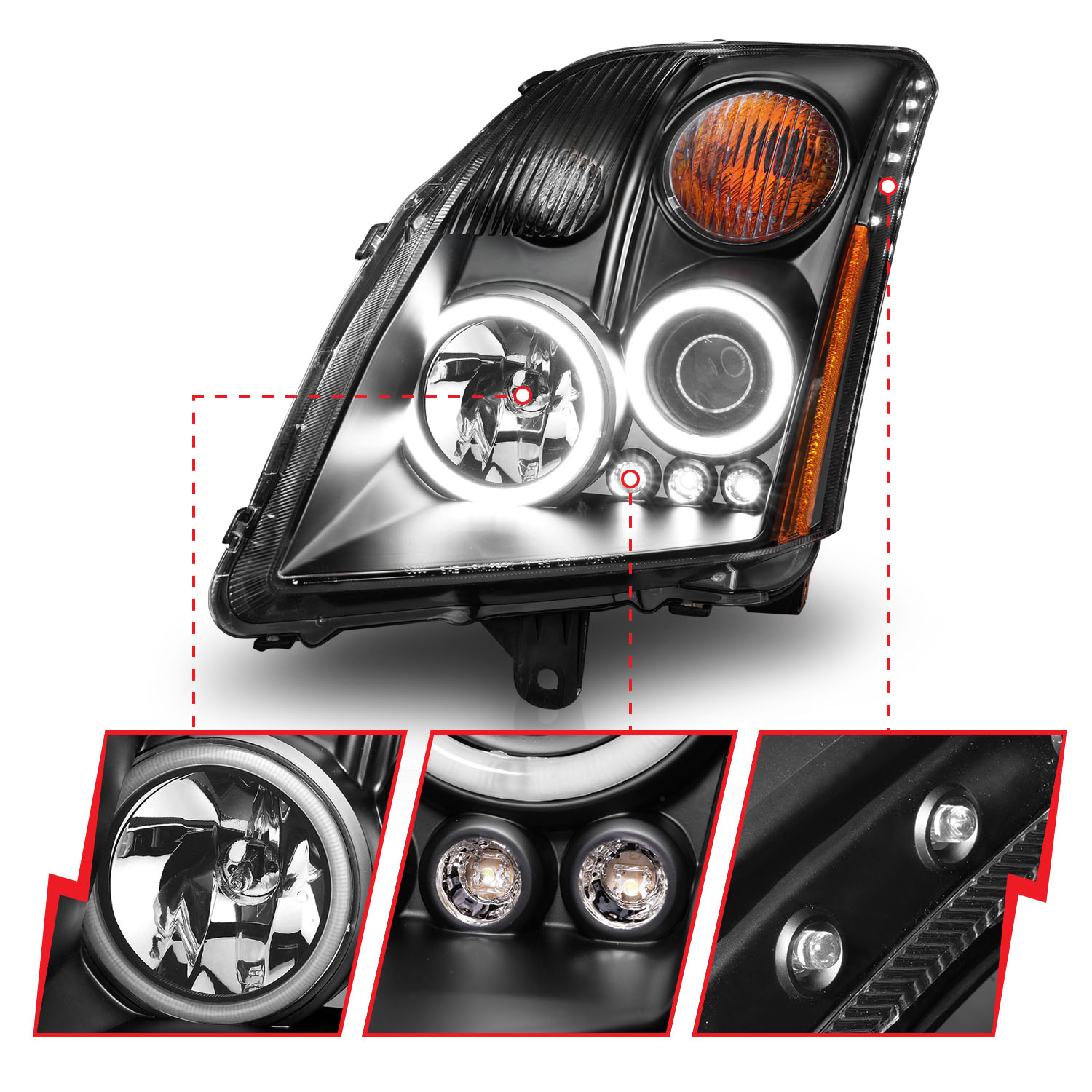 ANZO USA Projector Headlight Set w/Halo 121276