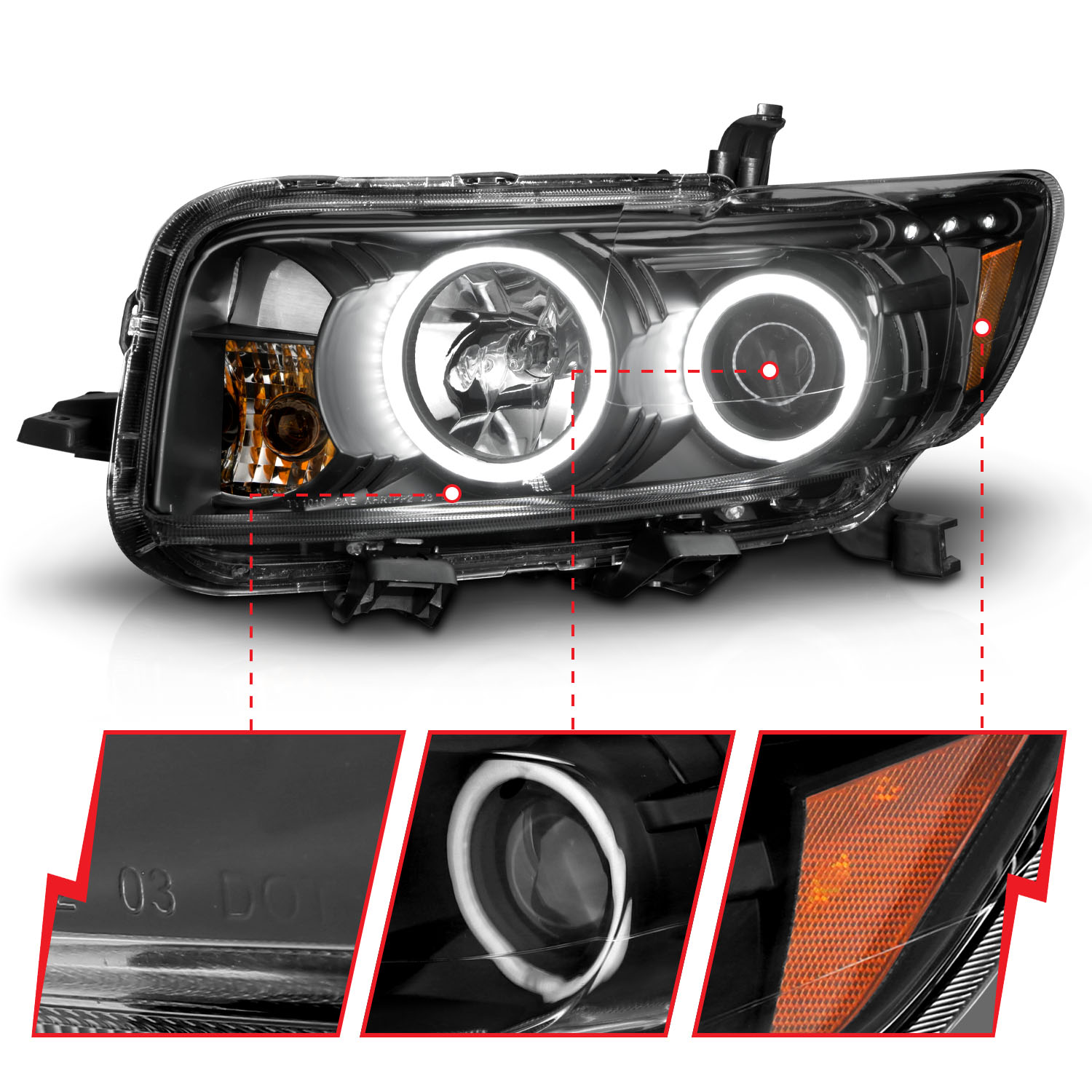 ANZO USA Projector Headlight Set w/Halo 121280