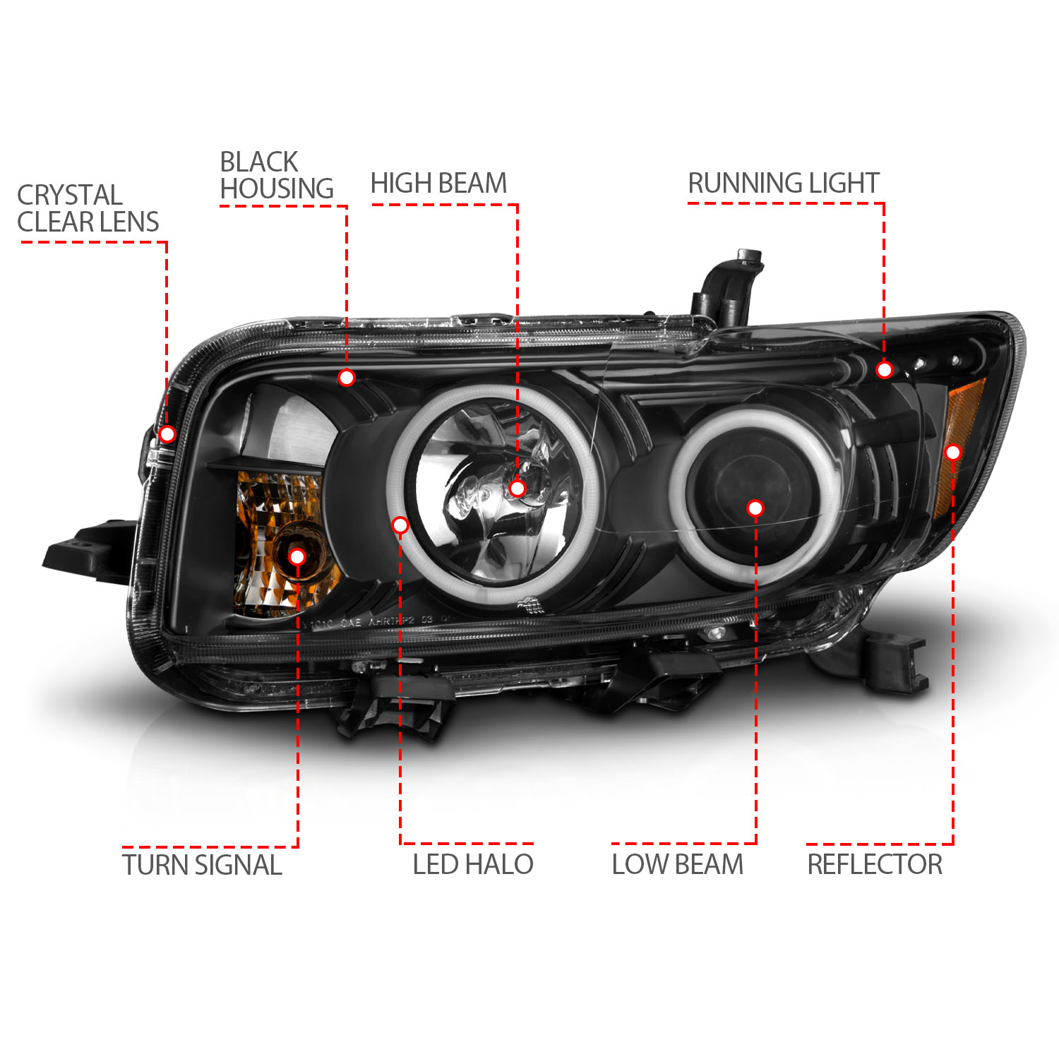 ANZO USA Projector Headlight Set w/Halo 121280