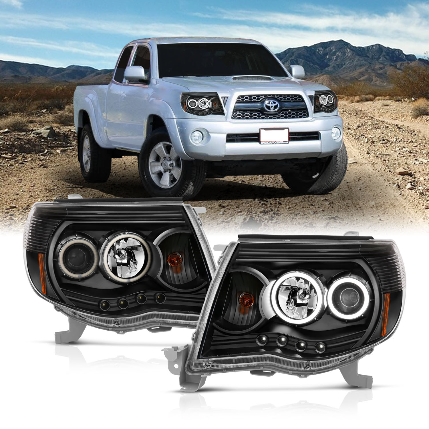 ANZO USA Projector Headlight Set w/Halo 121282