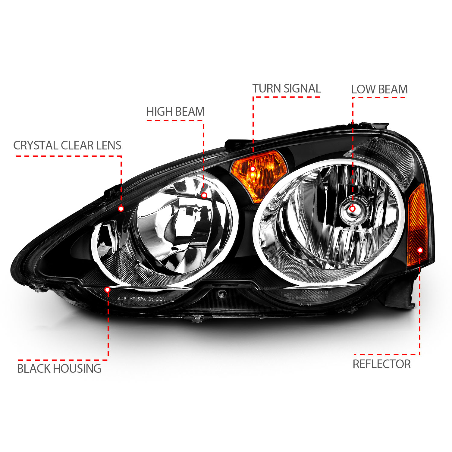 ANZO USA Crystal Headlight Set 121209