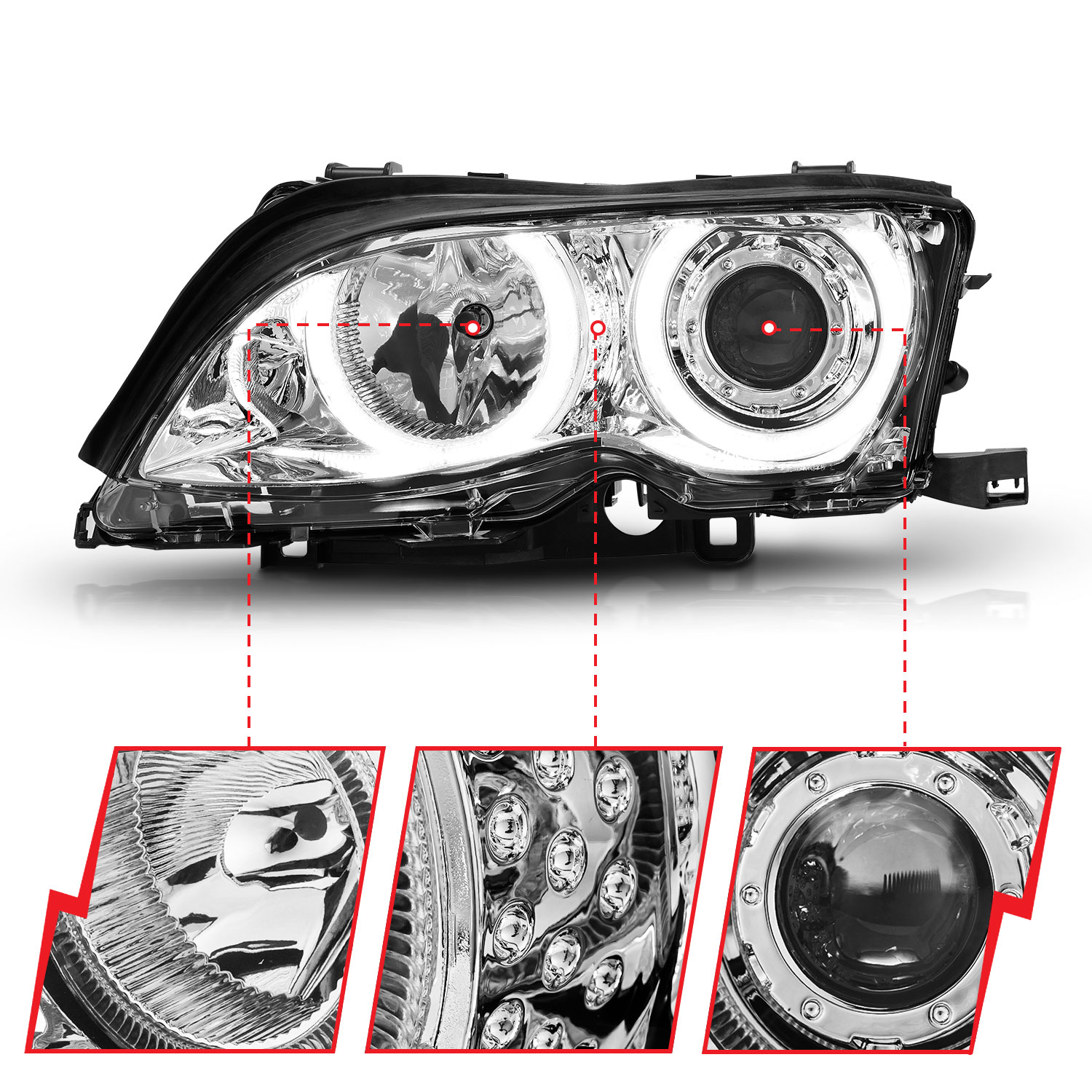 ANZO USA Projector Headlight Set w/Halo 121212