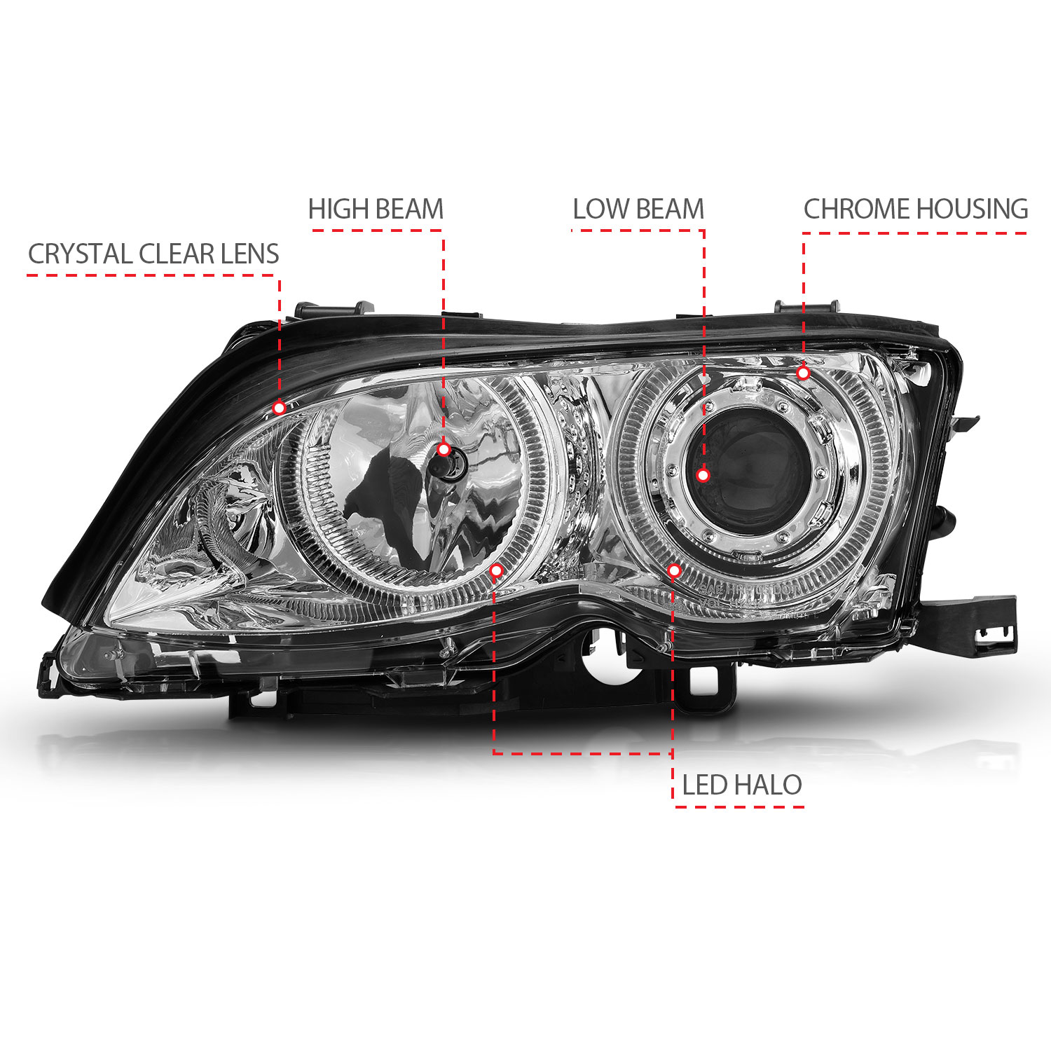 ANZO USA Projector Headlight Set w/Halo 121212