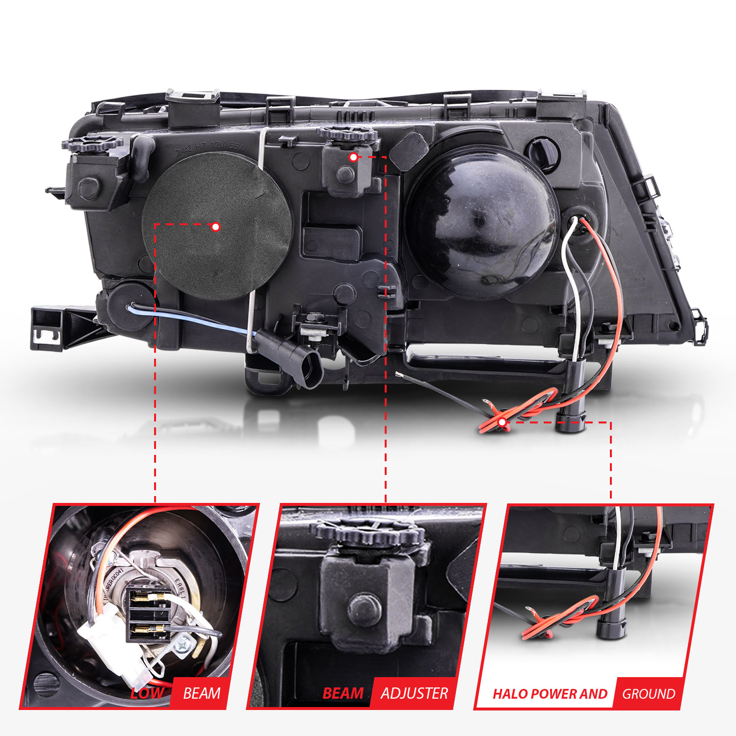 ANZO USA Projector Headlight Set w/Halo 121212