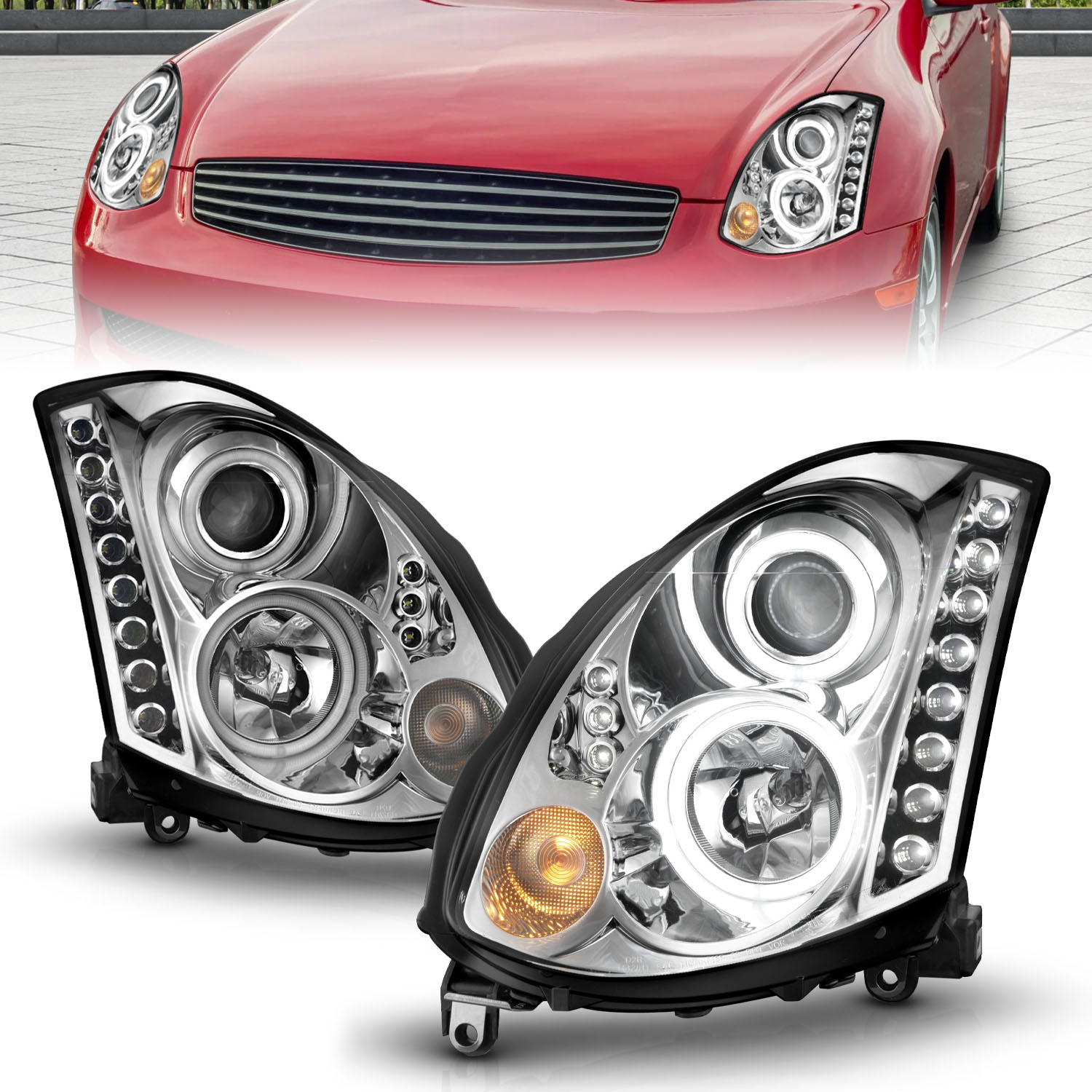 ANZO USA Projector Headlight Set w/Halo 121364