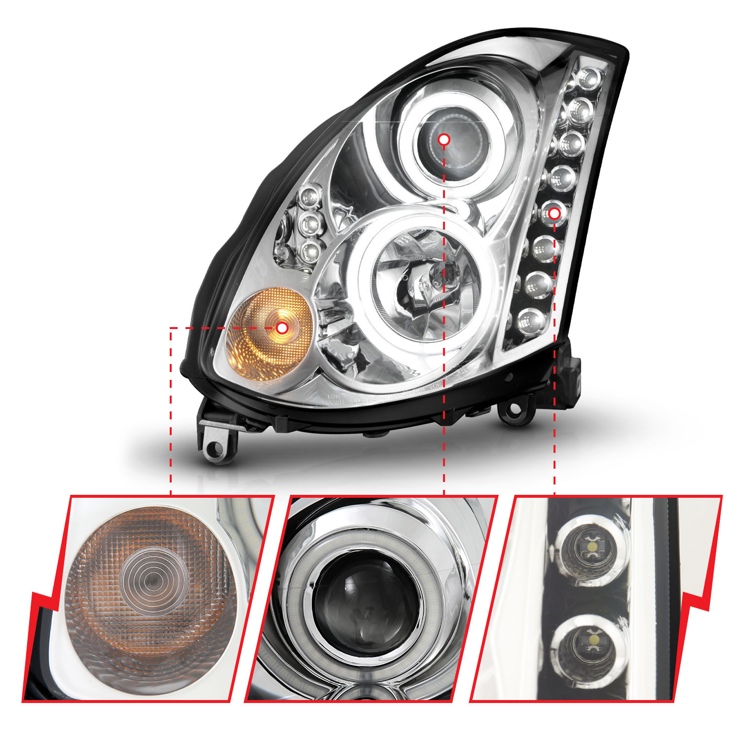 ANZO USA Projector Headlight Set w/Halo 121364