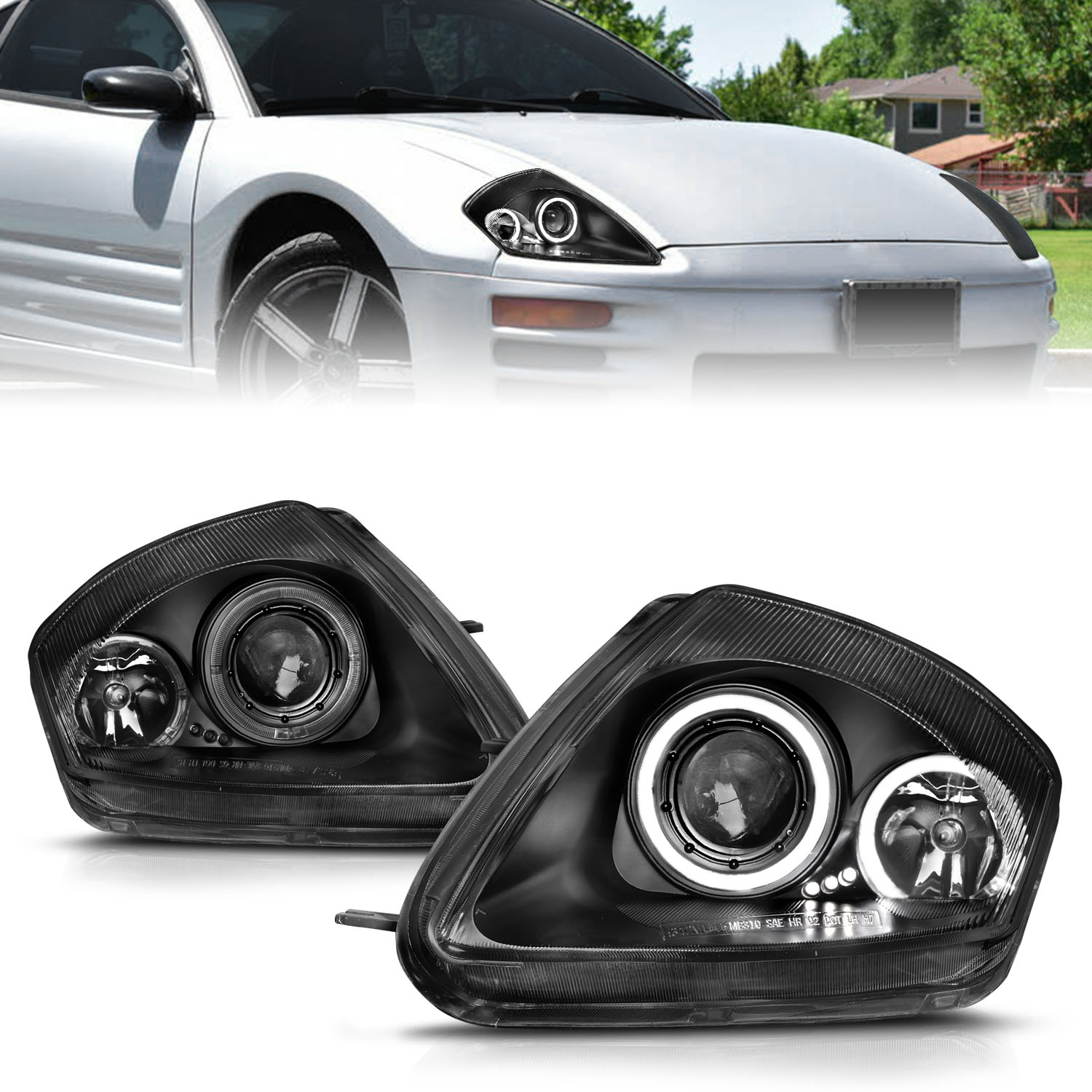 ANZO USA Projector Headlight Set w/Halo 121332