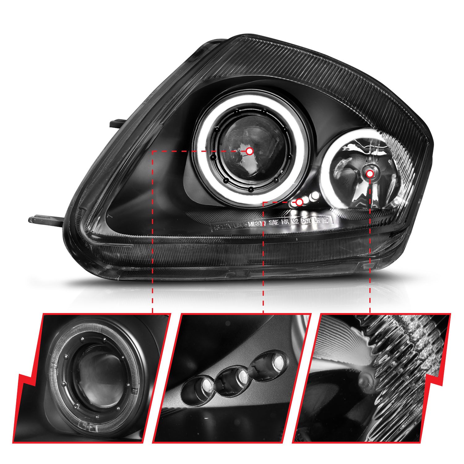 ANZO USA Projector Headlight Set w/Halo 121332