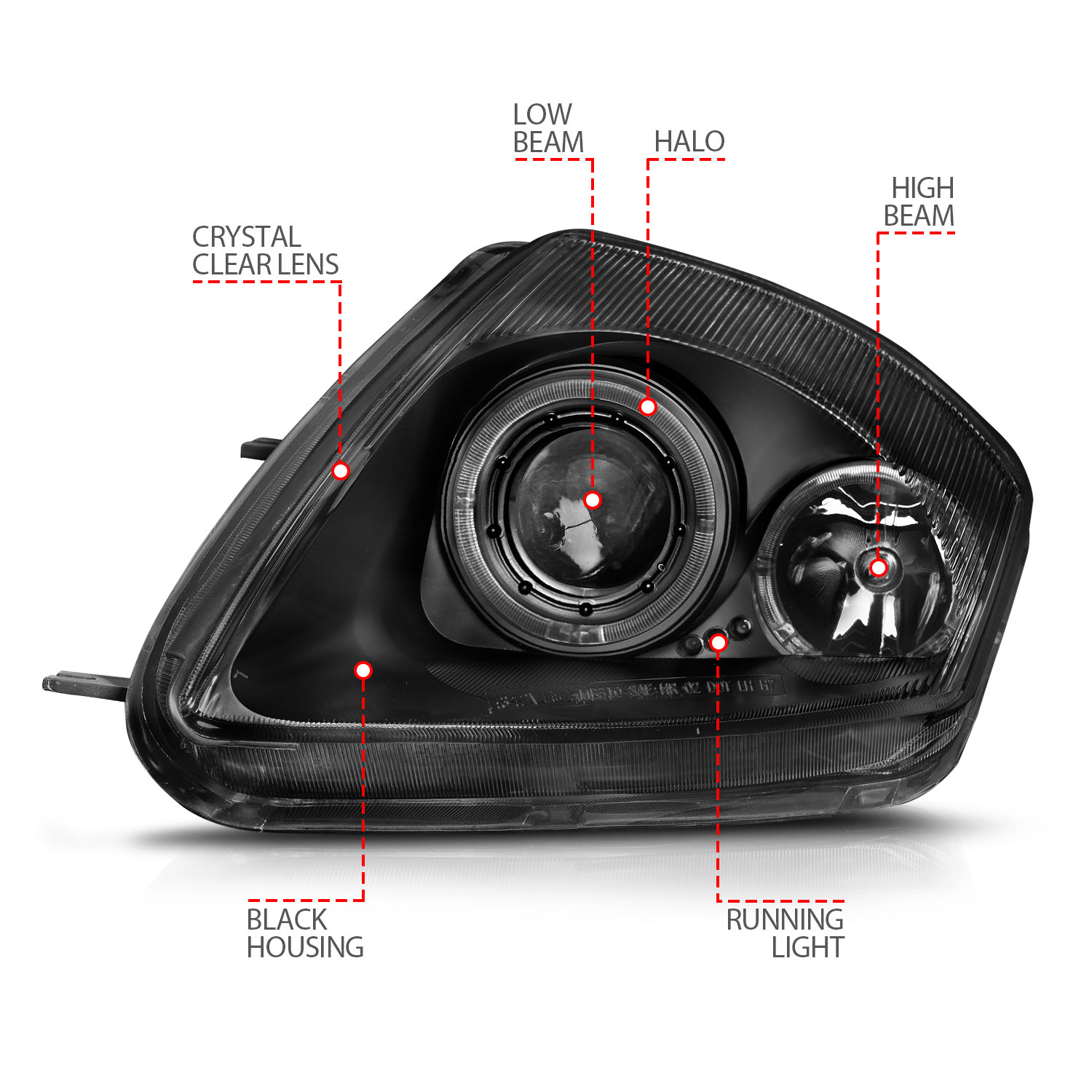 ANZO USA Projector Headlight Set w/Halo 121332