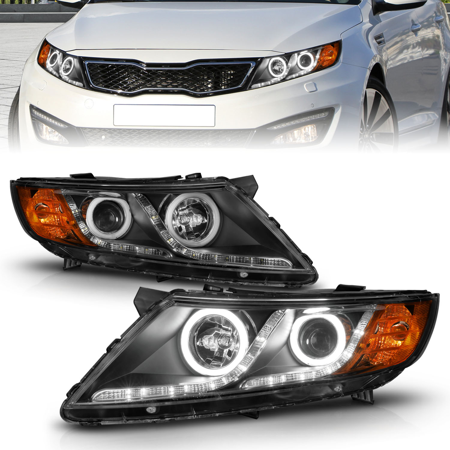ANZO USA Projector Headlight Set w/Halo 121460