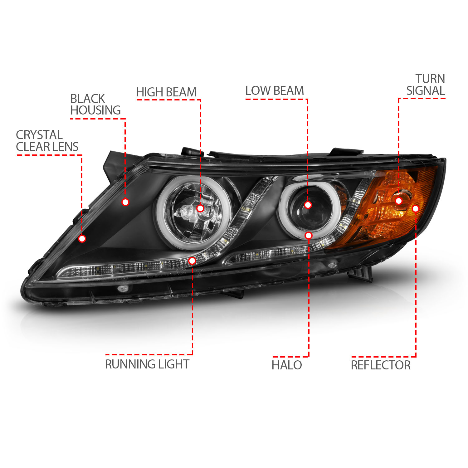 ANZO USA Projector Headlight Set w/Halo 121460