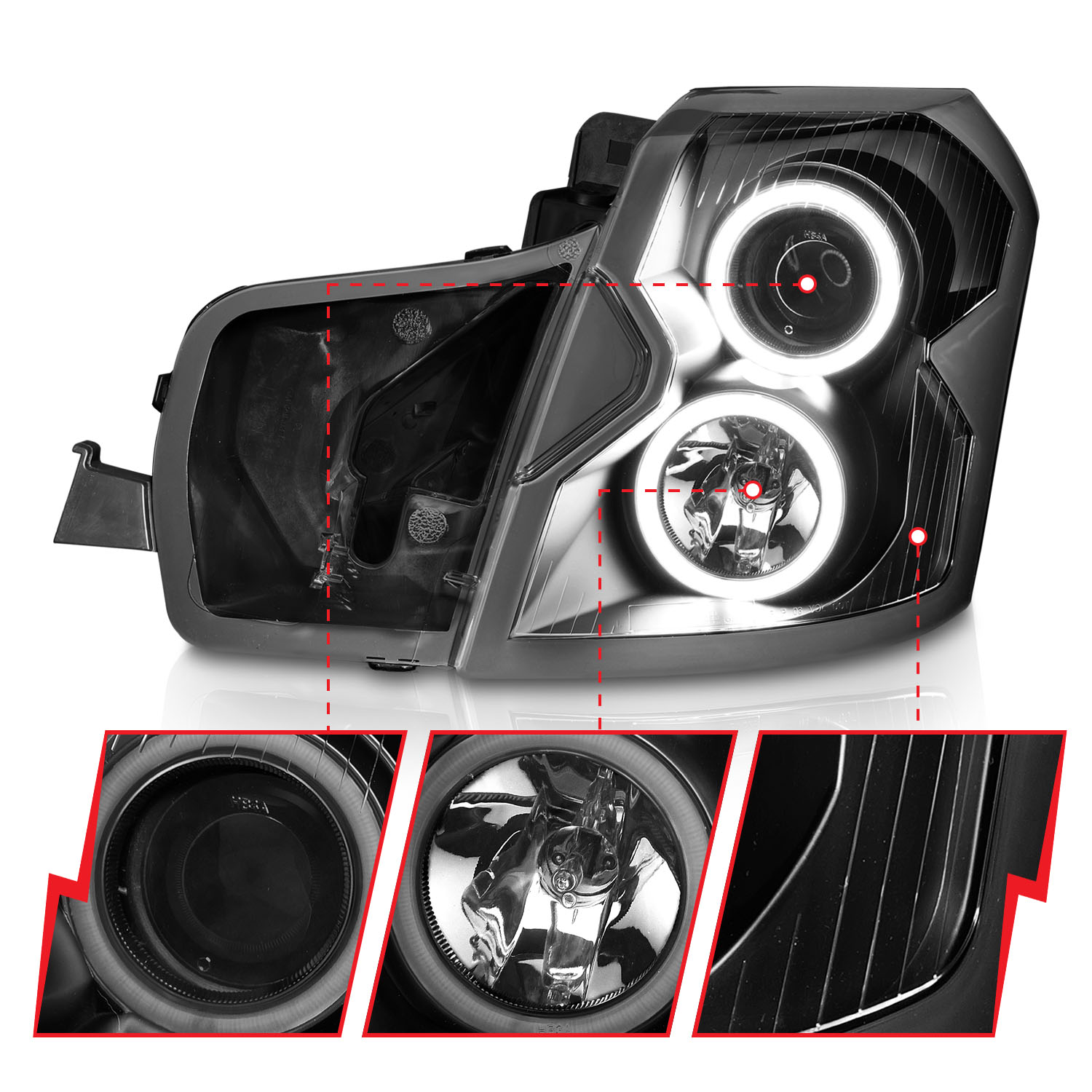 ANZO USA Projector Headlight Set w/Halo 121417