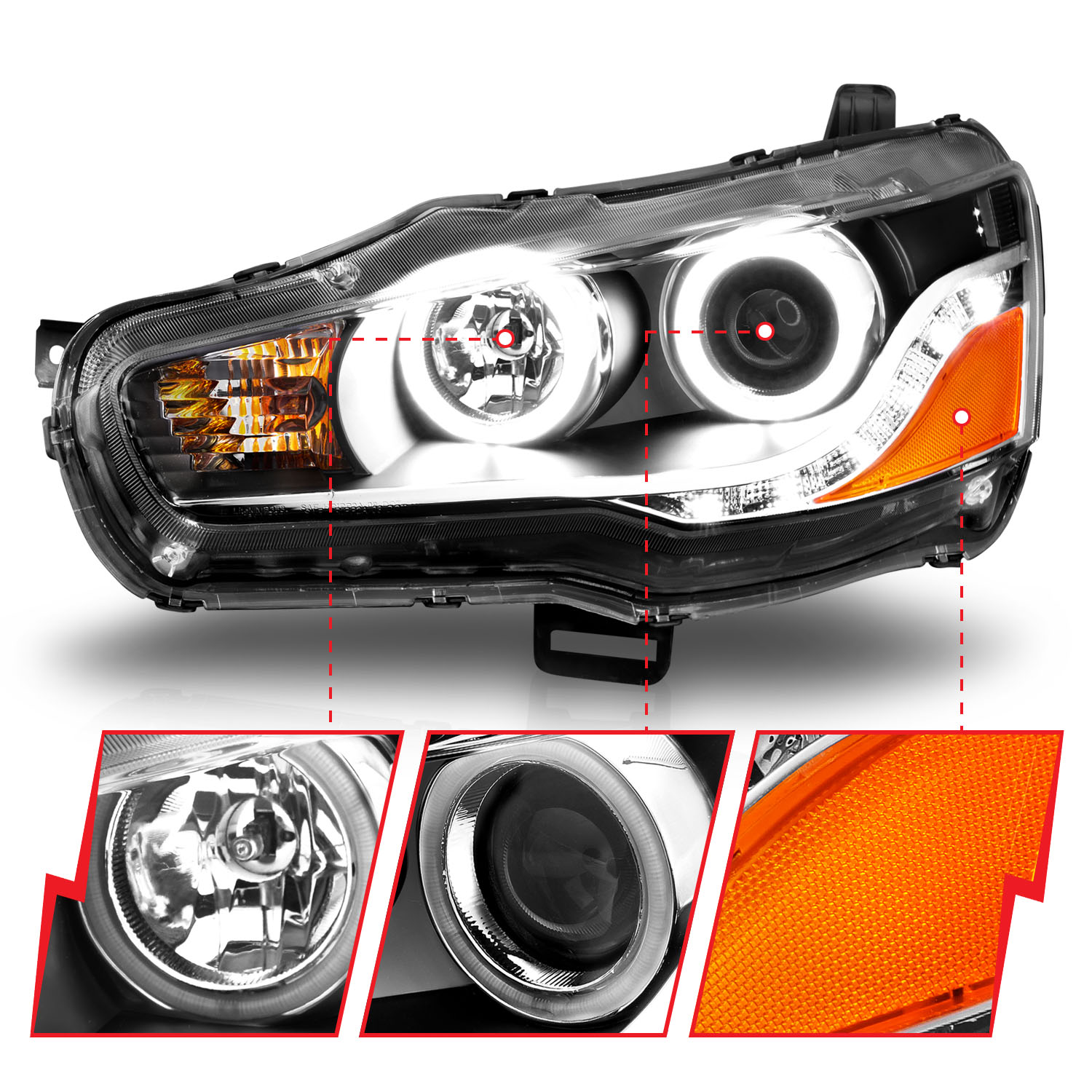 ANZO USA Projector Headlight Set w/Halo 121428