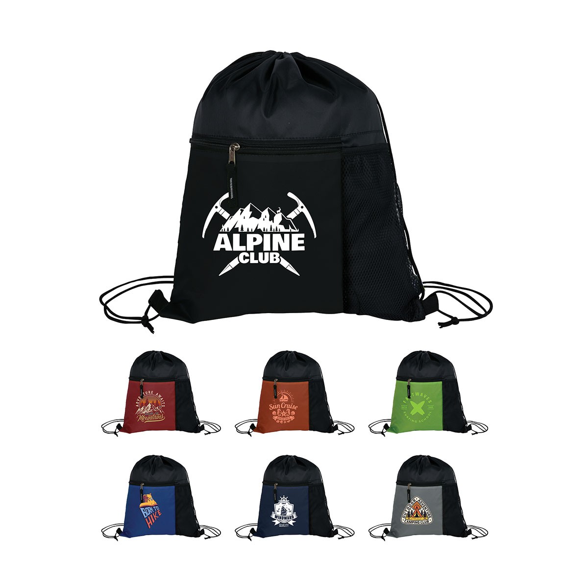 Manchester Recycled (RPET) Drawstring Bag With Zippered & Mesh Pockets 1