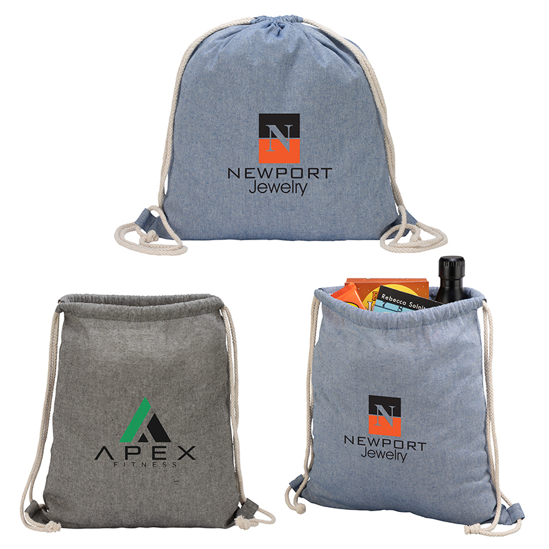 Huron Recycled Cotton Drawstring Tote 1