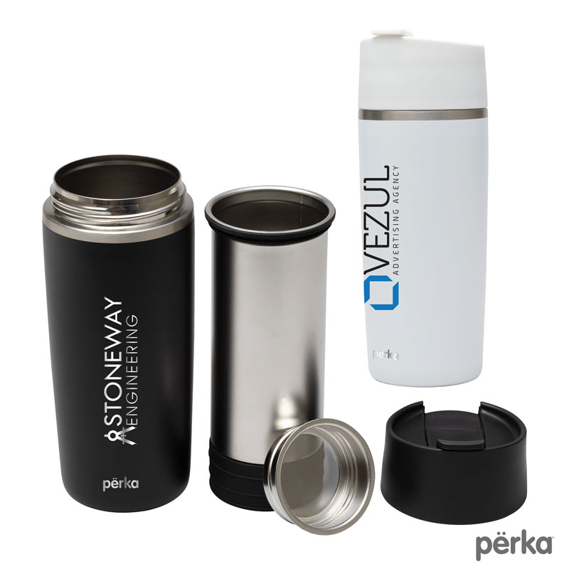 Perka Macchiato 12 oz. Double Wall Coffee/Tea Press Tumbler 1 Perka Macchiato 12 oz. Double Wall Coffee/Tea Press Tumbler 1