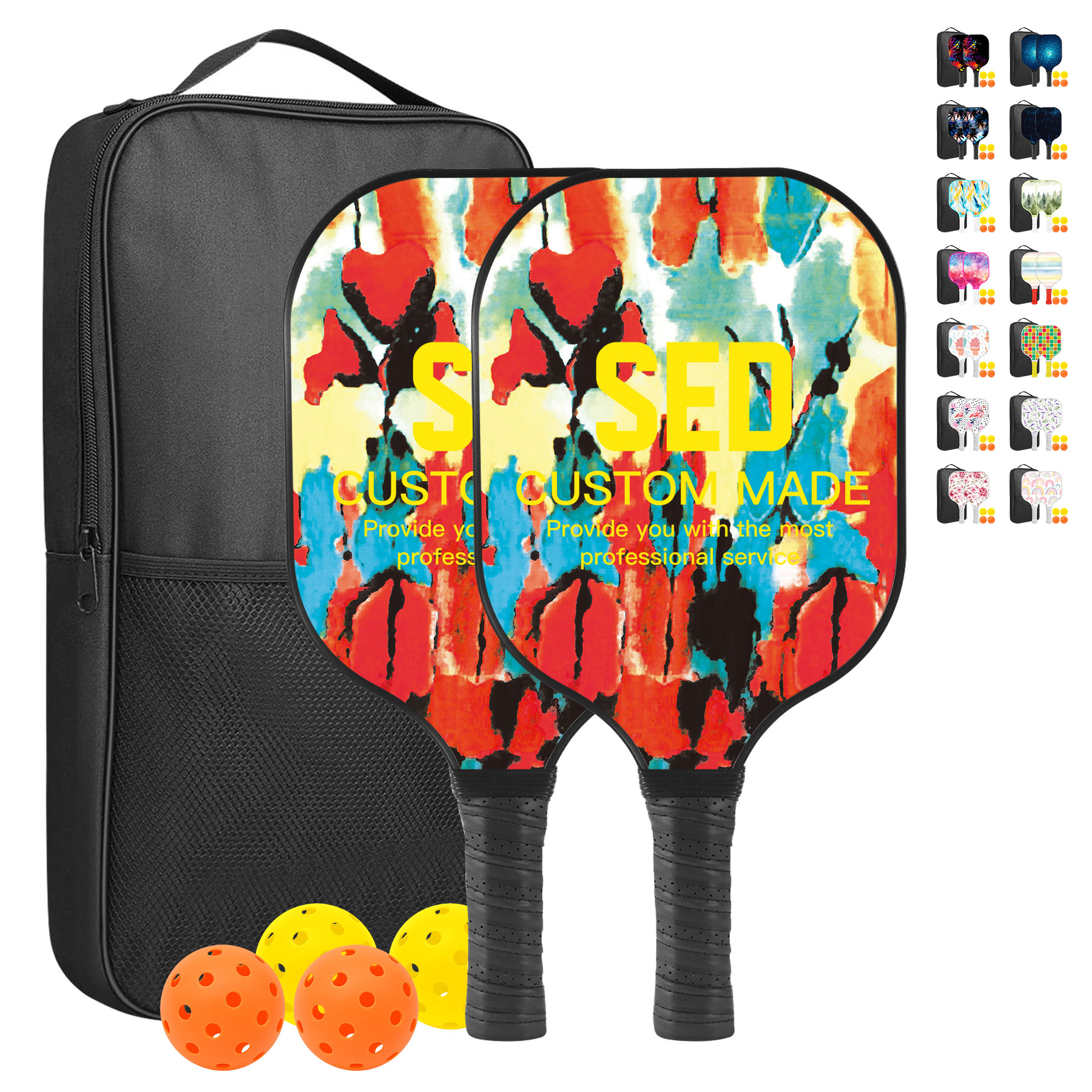 Custom Pickleball Racket Paddle & Ball Set w/Carrying Bag 1