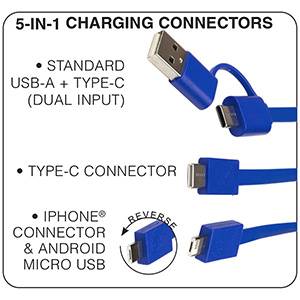 "ESCALANTE" 5-in-1 Cell Phone Charging Cable w/Phone Stand 1