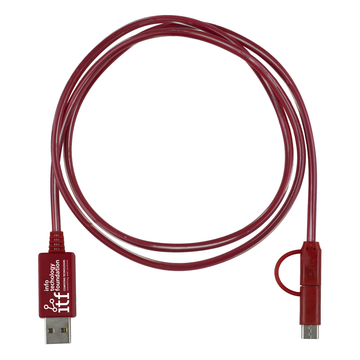 "Payson" 3-in-1 LED Lighted Cell Phone Charging Cable w/Type C Adapter 1